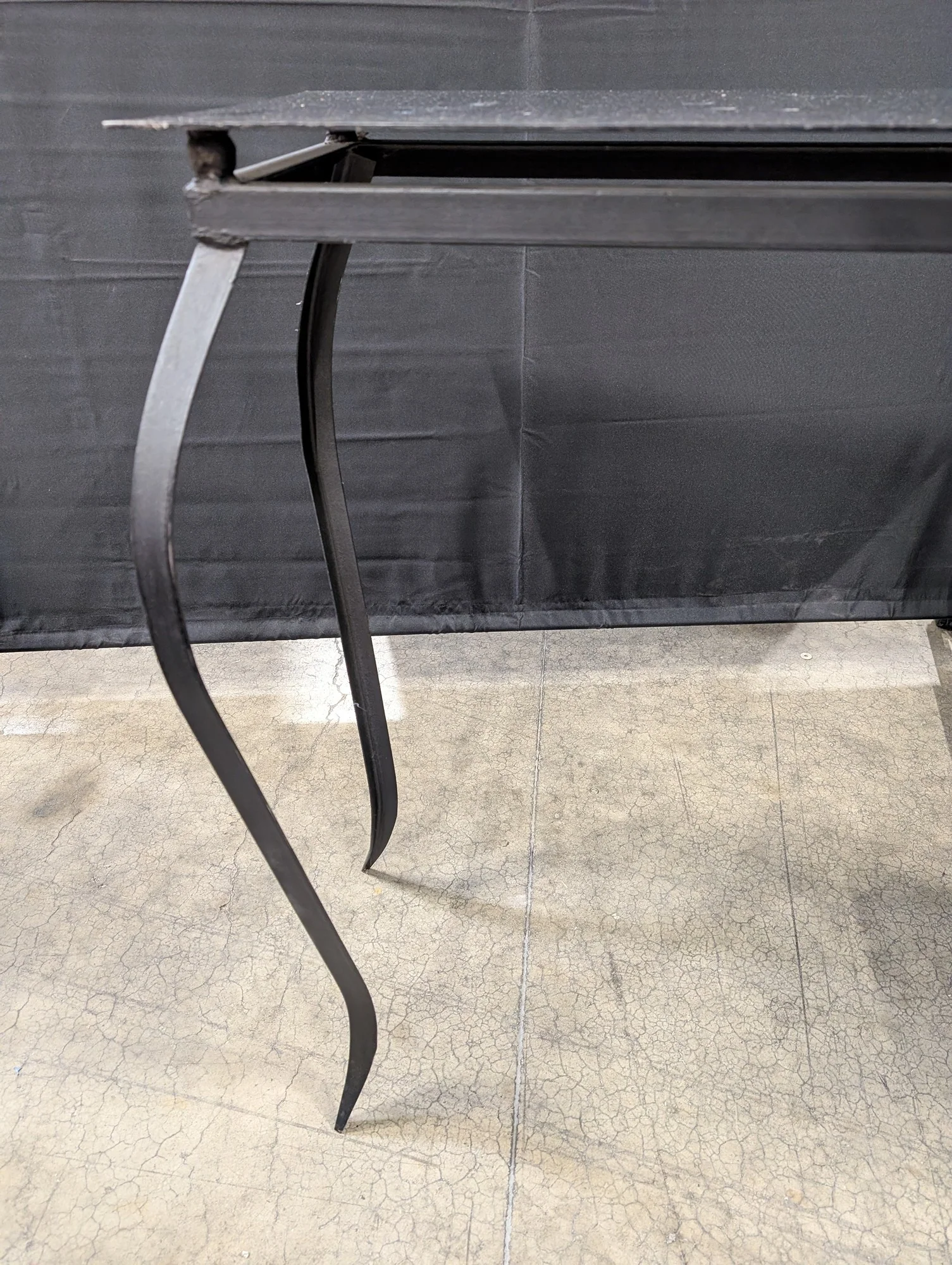 Industrial Style Black Metal Console Table with Textured Top - Image 2