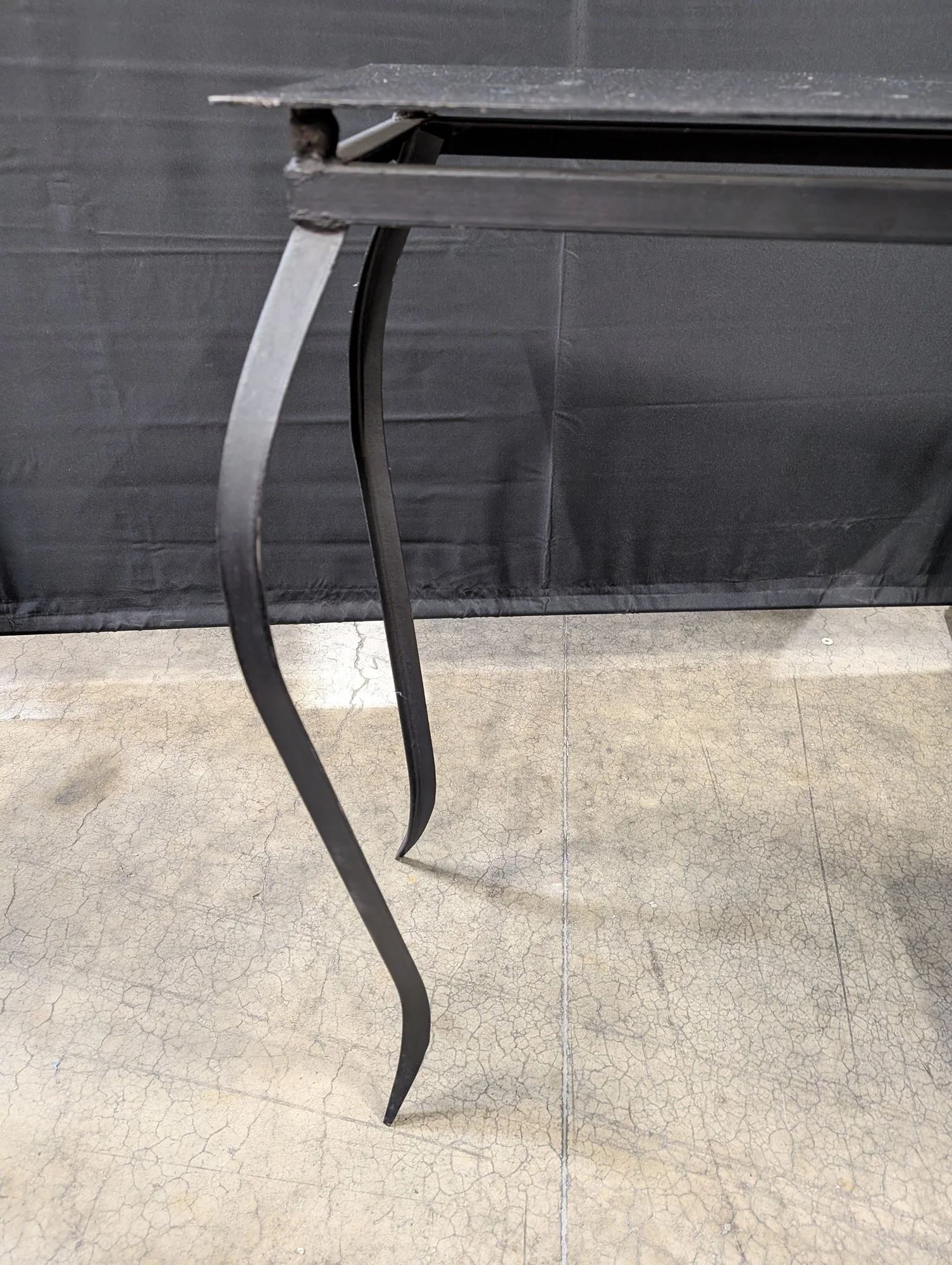 Industrial Style Black Metal Console Table with Textured Top - Image 3