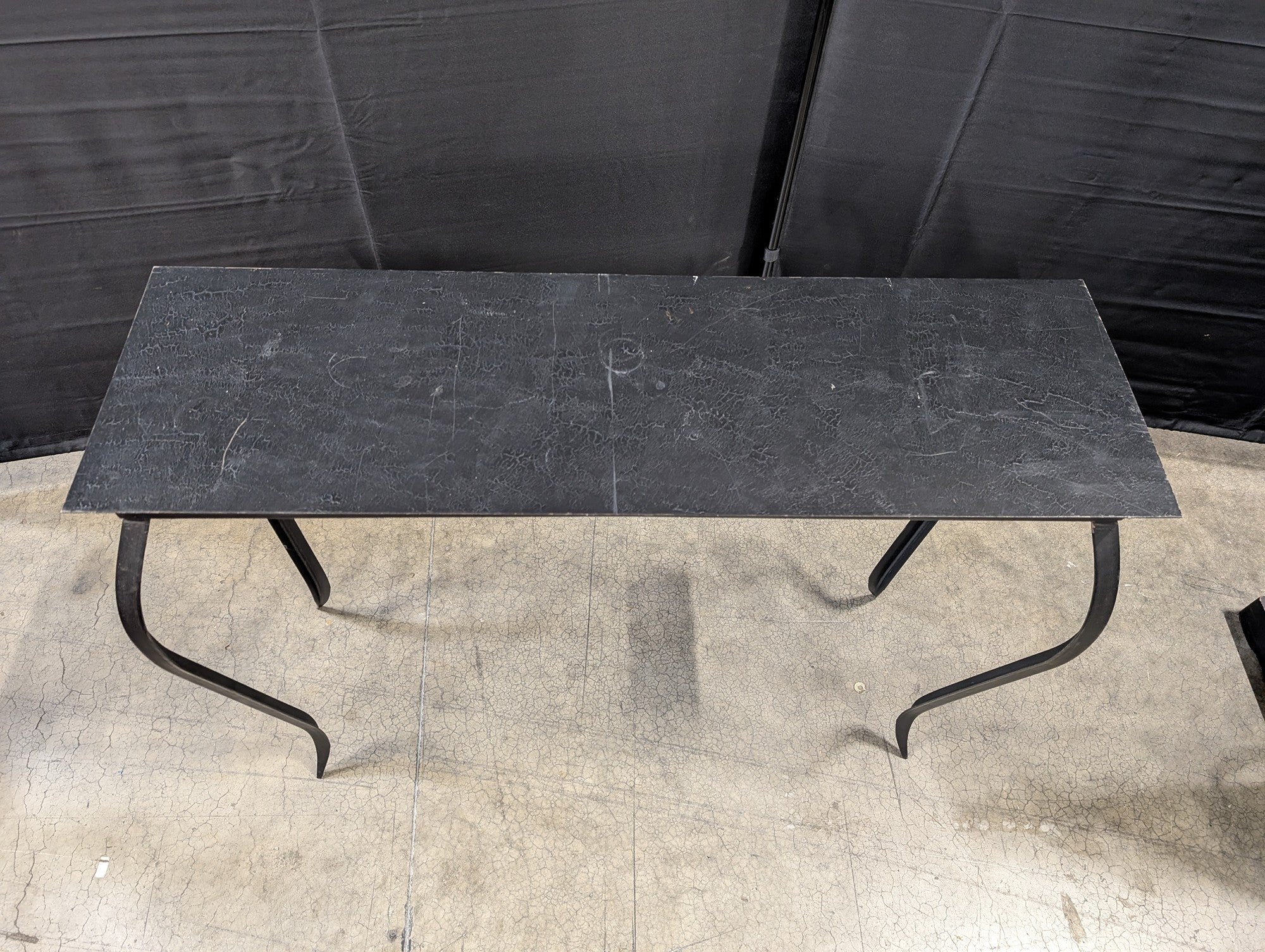 Industrial Style Black Metal Console Table with Textured Top - Image 5