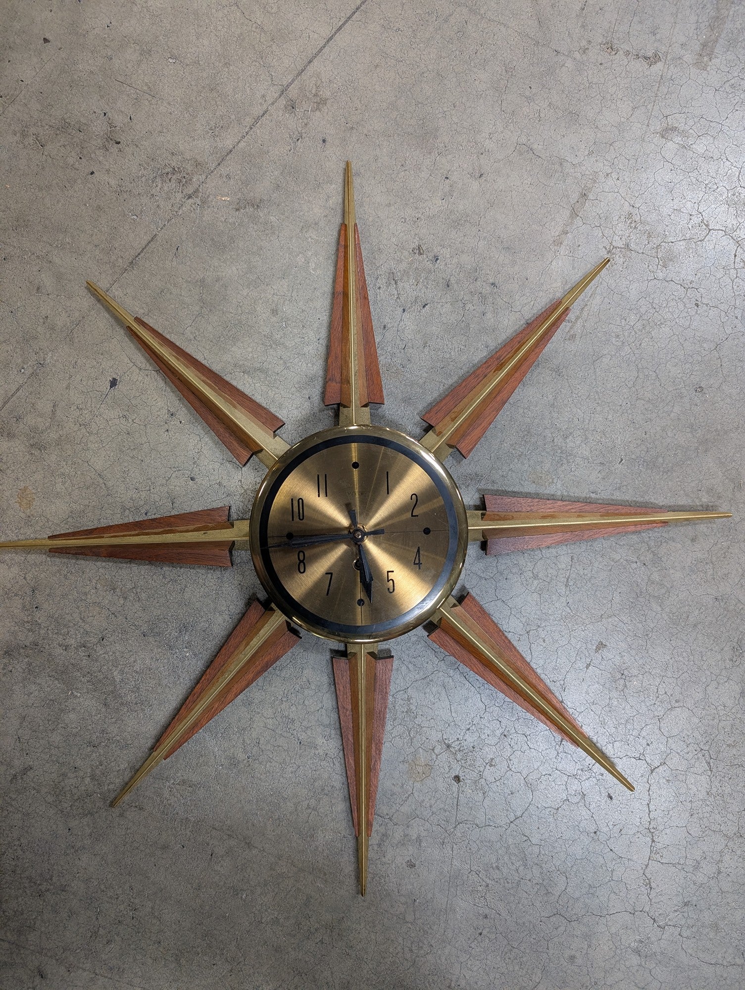 Vintage WELBY Mid-Century Modern Starburst Wall Clock - Image 2