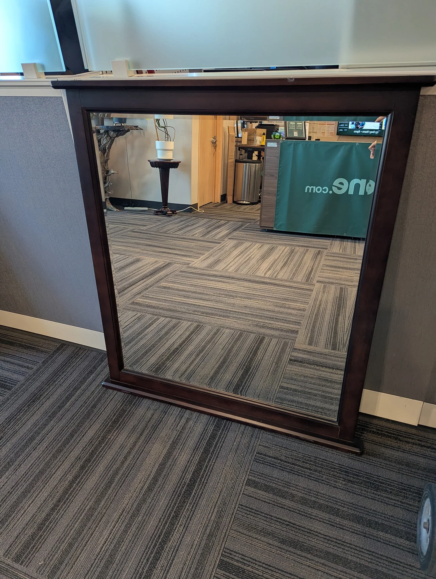 Large Rectangular Dark Wood Framed Wall Mirror
