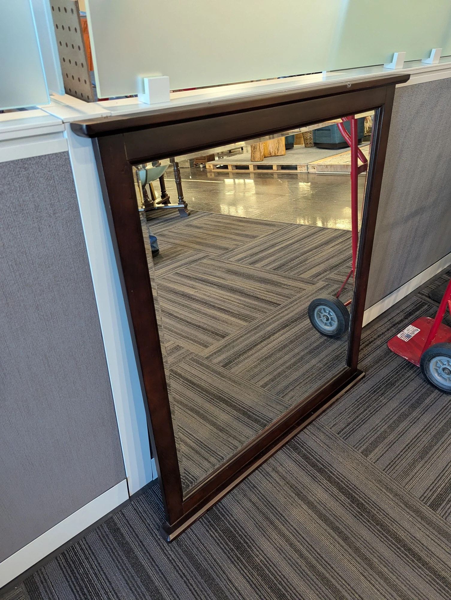 Large Rectangular Dark Wood Framed Wall Mirror - Image 2