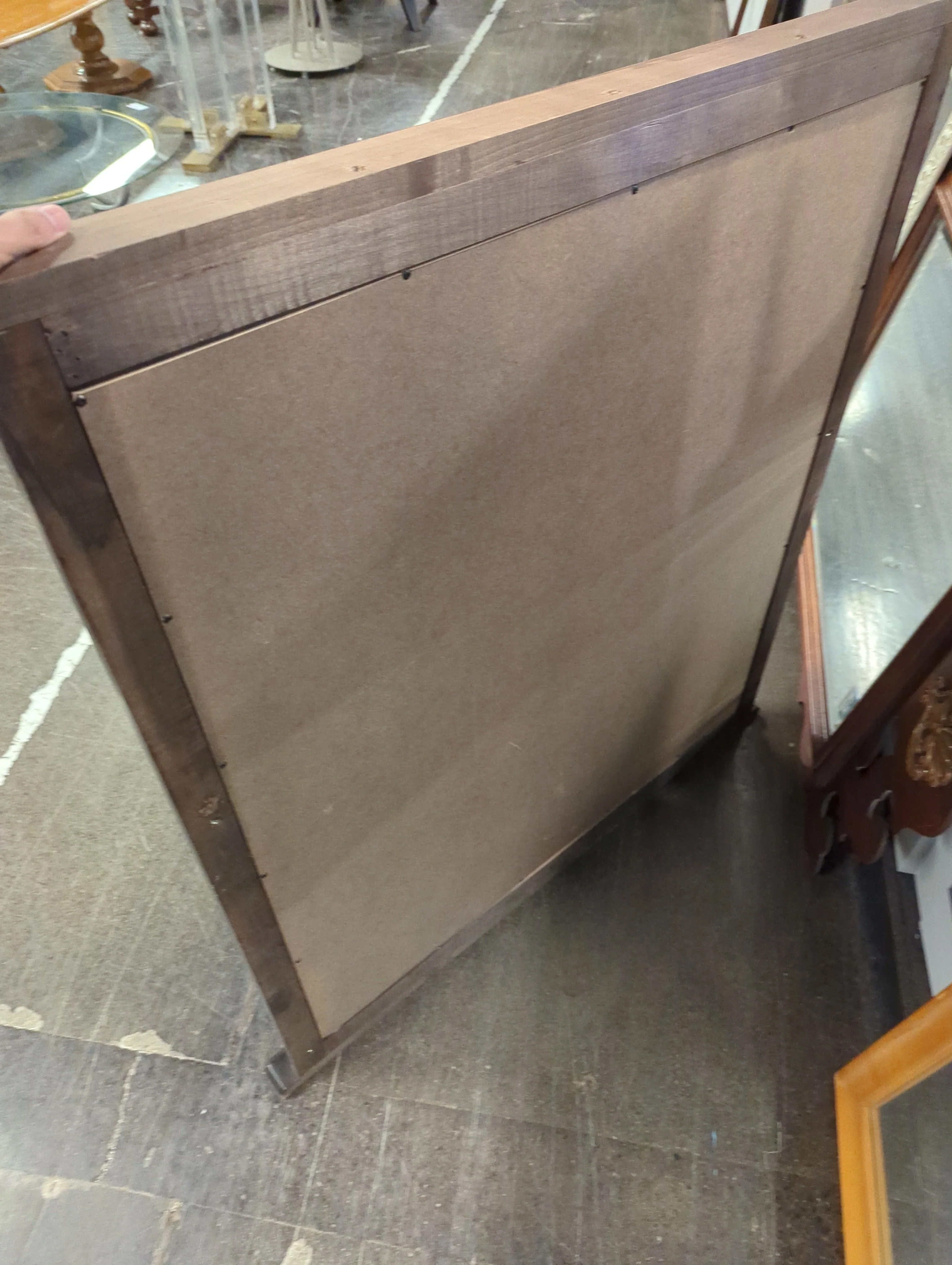Large Rectangular Dark Wood Framed Wall Mirror - Image 4
