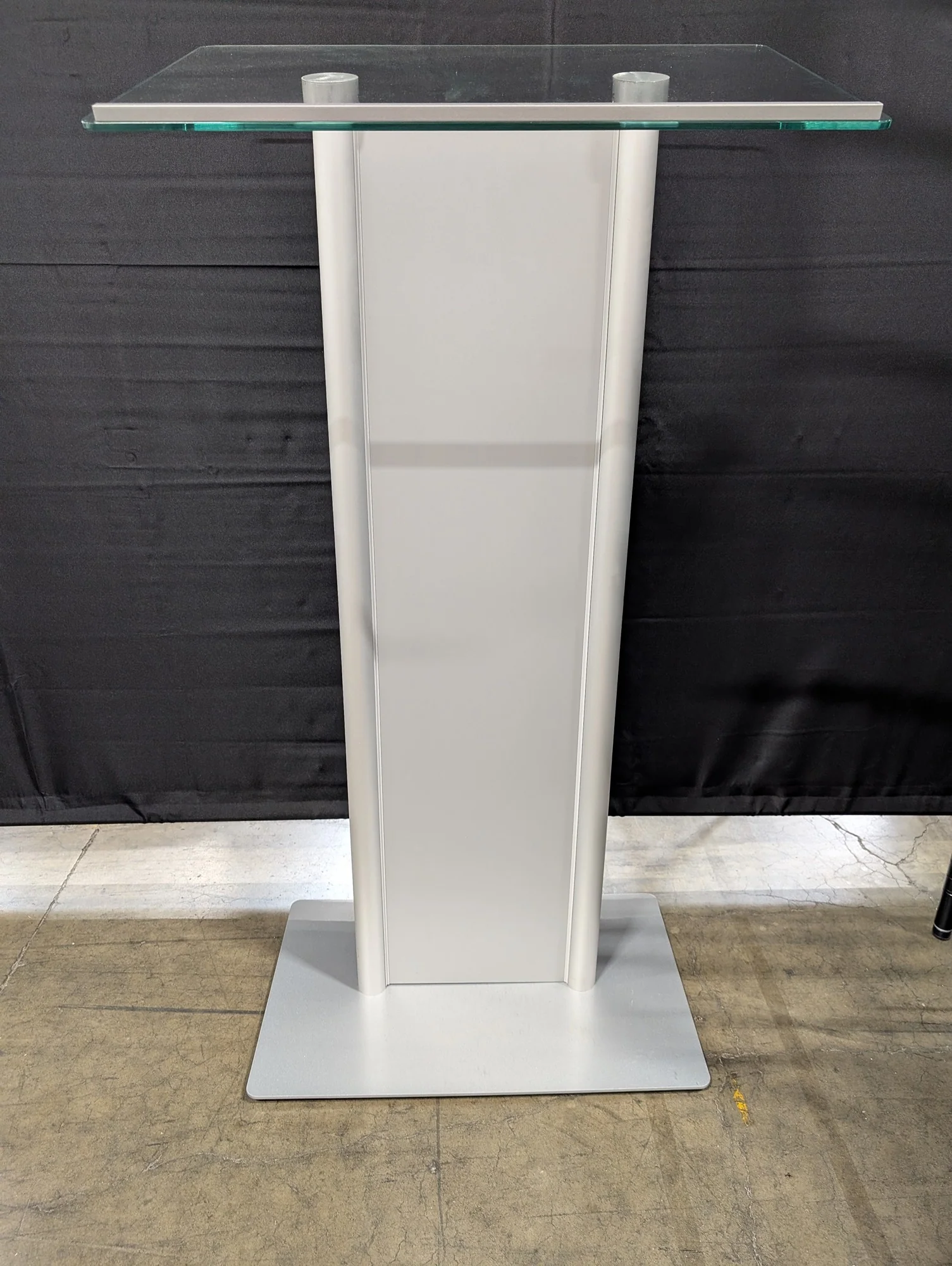 Modern Glass Top Metal Pedestal Podium Display Stand - Image 4