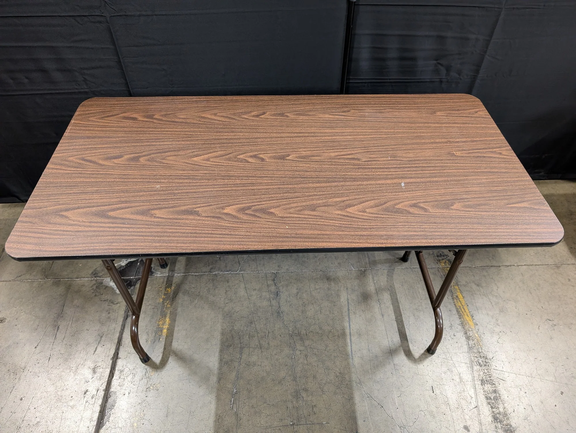 Rectangular Utility Folding Table with Wood Grain Top - Image 2