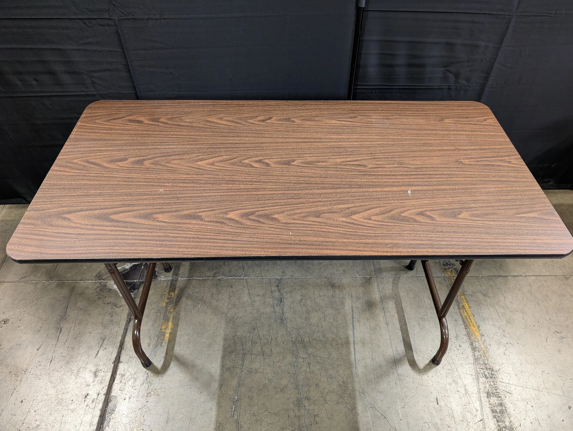 Rectangular Utility Folding Table with Wood Grain Top - Image 3