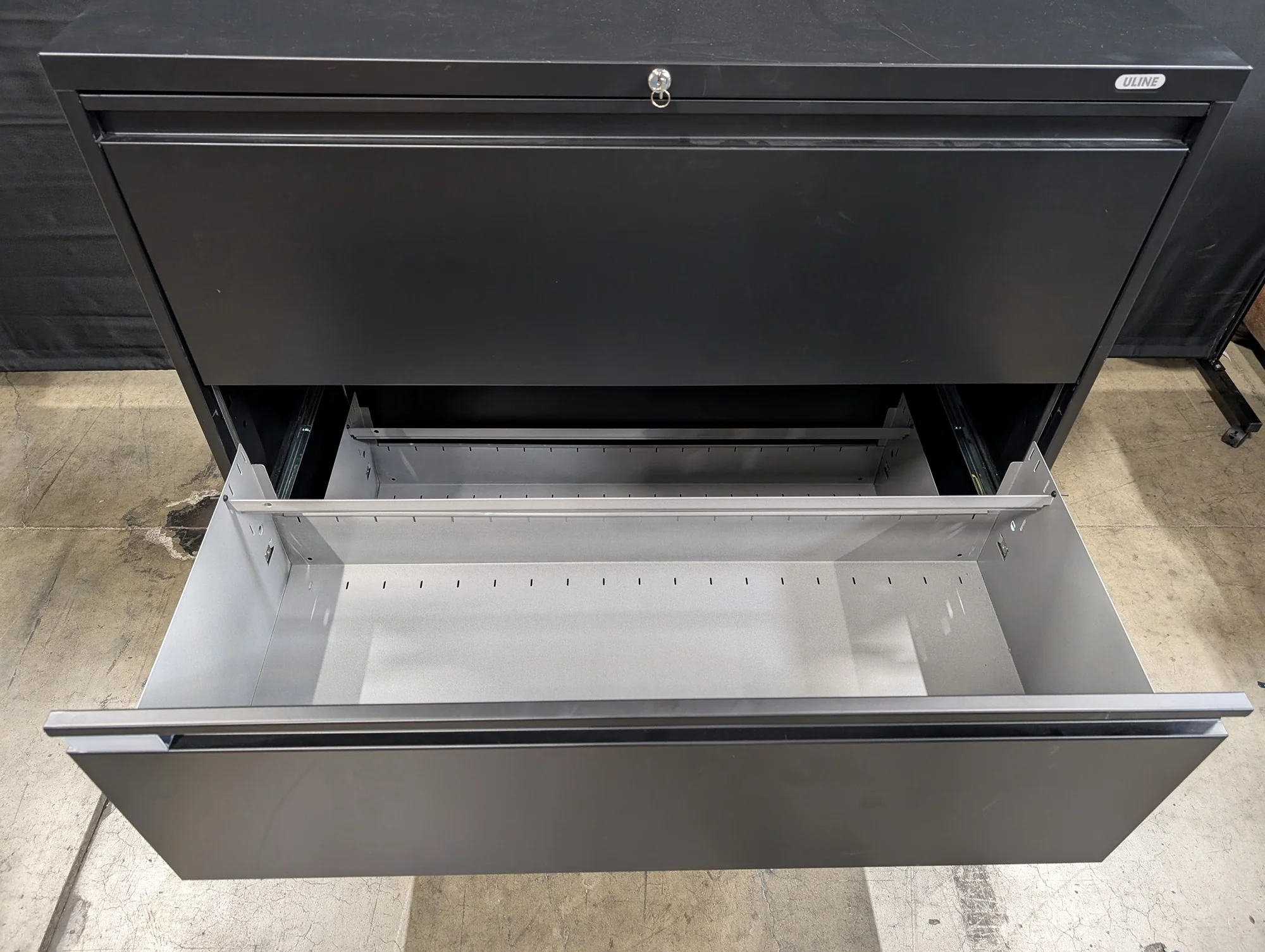 ULINE Black 3-Drawer Sturdy Lateral Filing Cabinet with Lock - Image 2