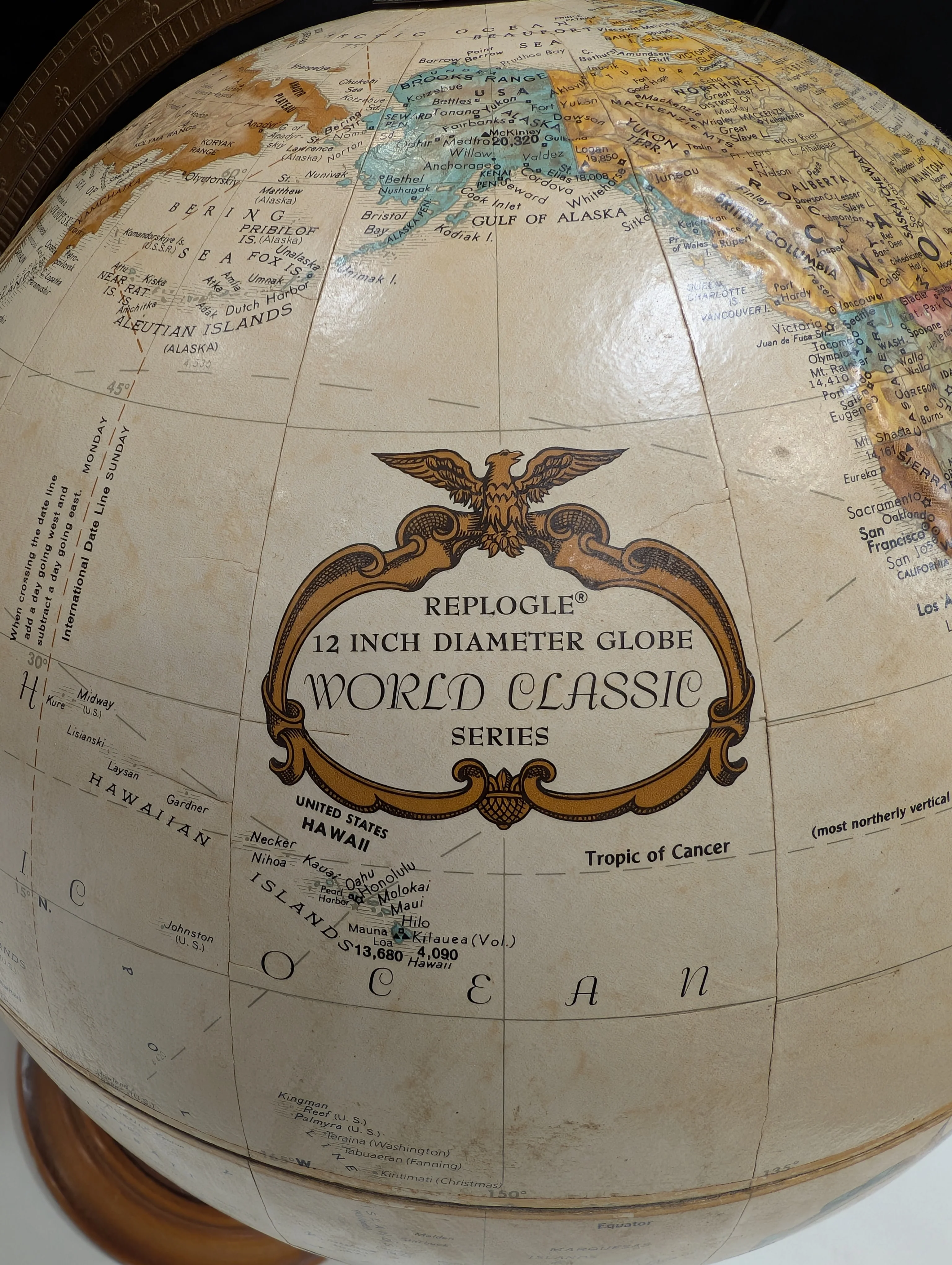 REPLOGLE 12" Decorative World Globe with Wooden Pedestal Base - Image 3