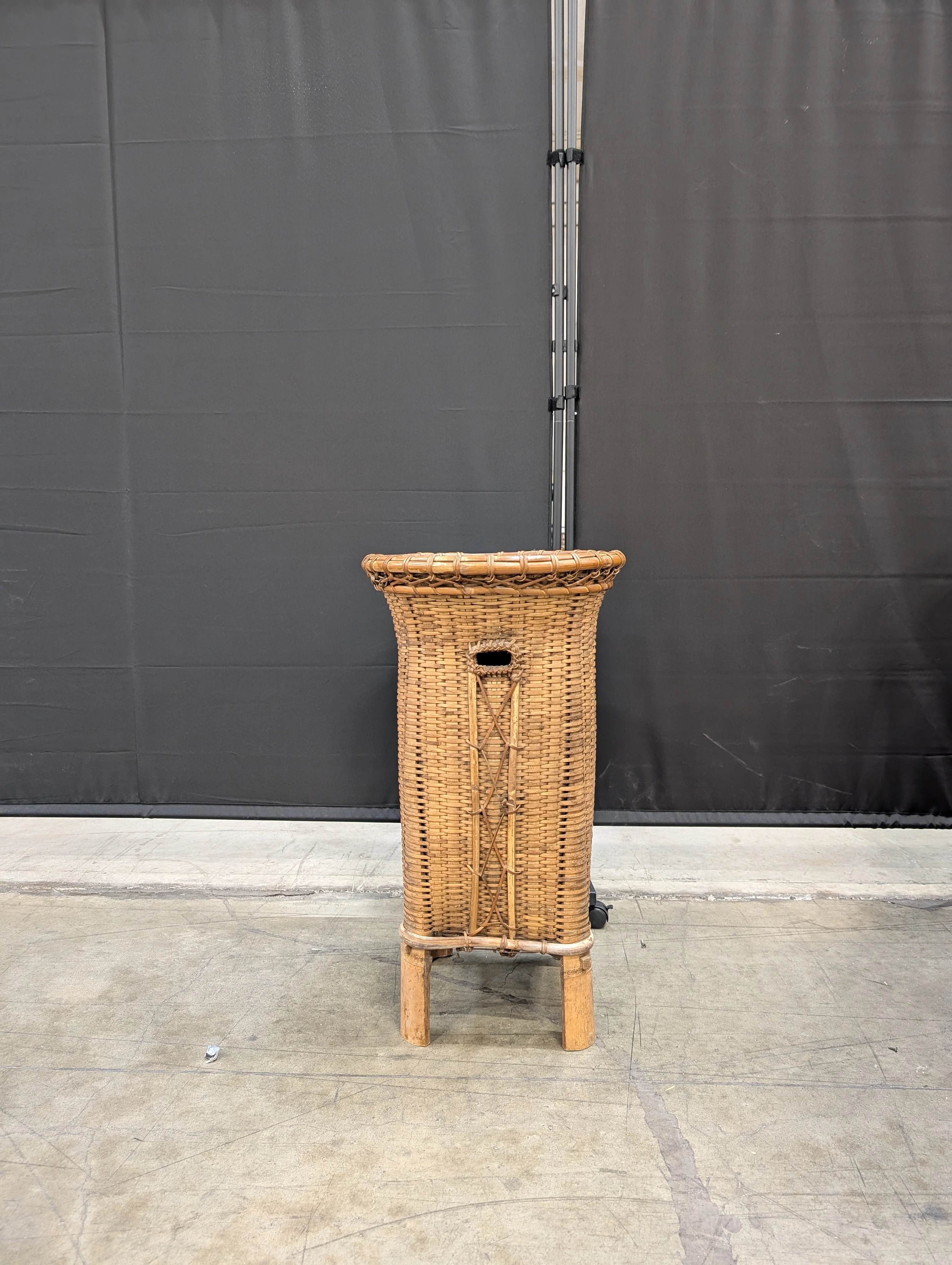 Woven Rattan Side Table with Round Two-Tone Top - Image 2