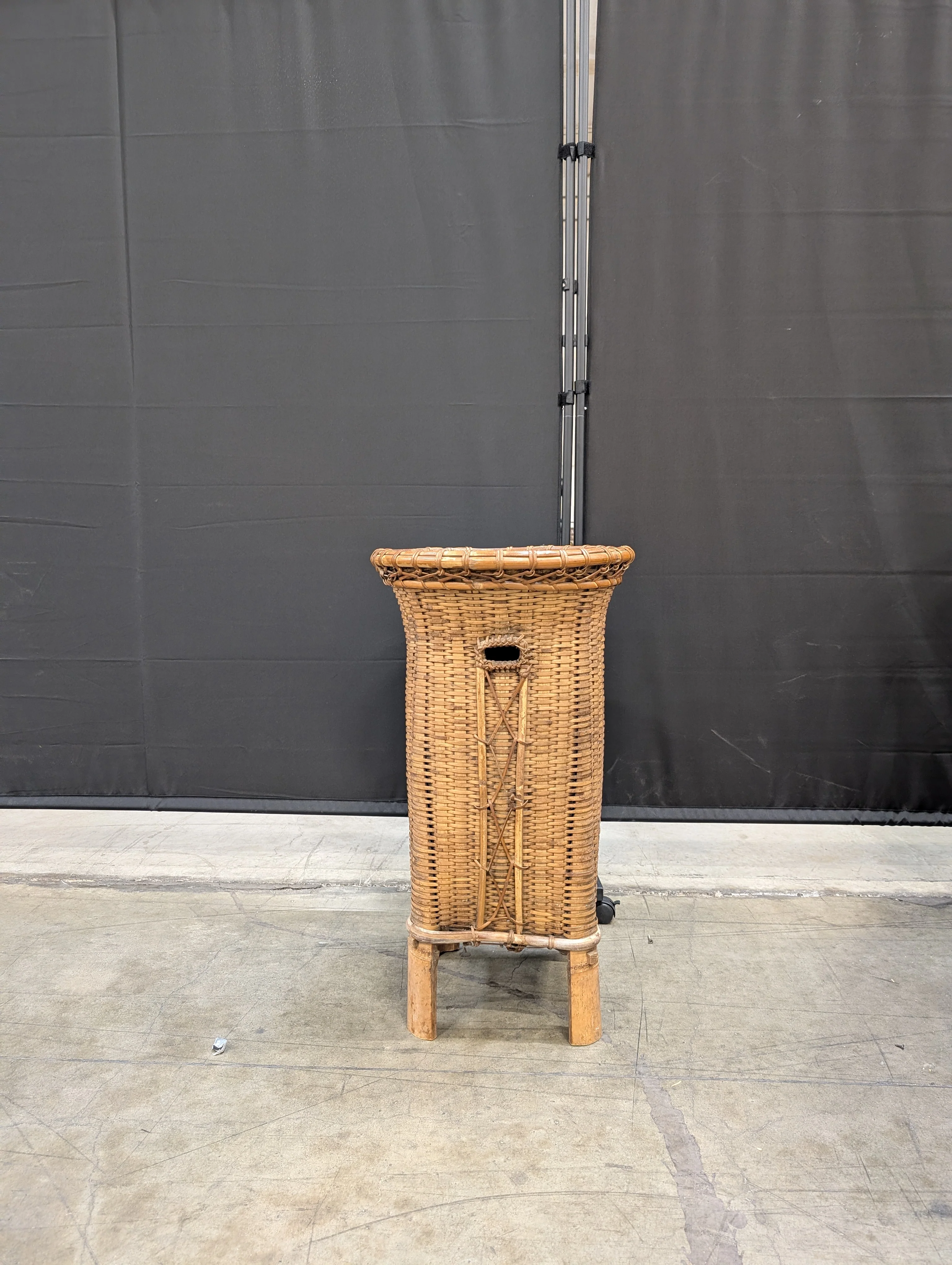 Woven Rattan Side Table with Round Two-Tone Top - Image 3