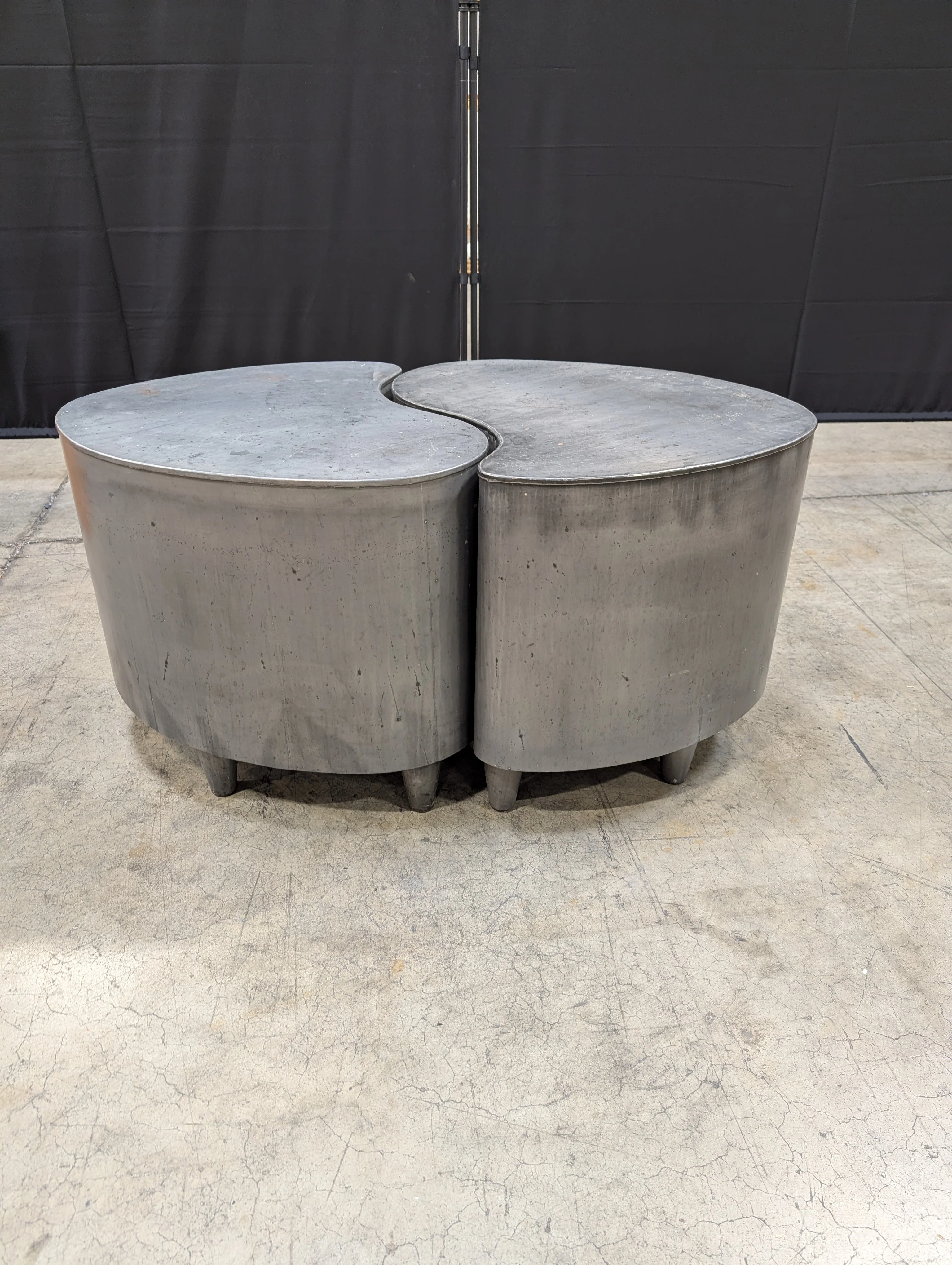 Contemporary Organic Shape Dark Grey Metal Coffee Table Set - Image 2