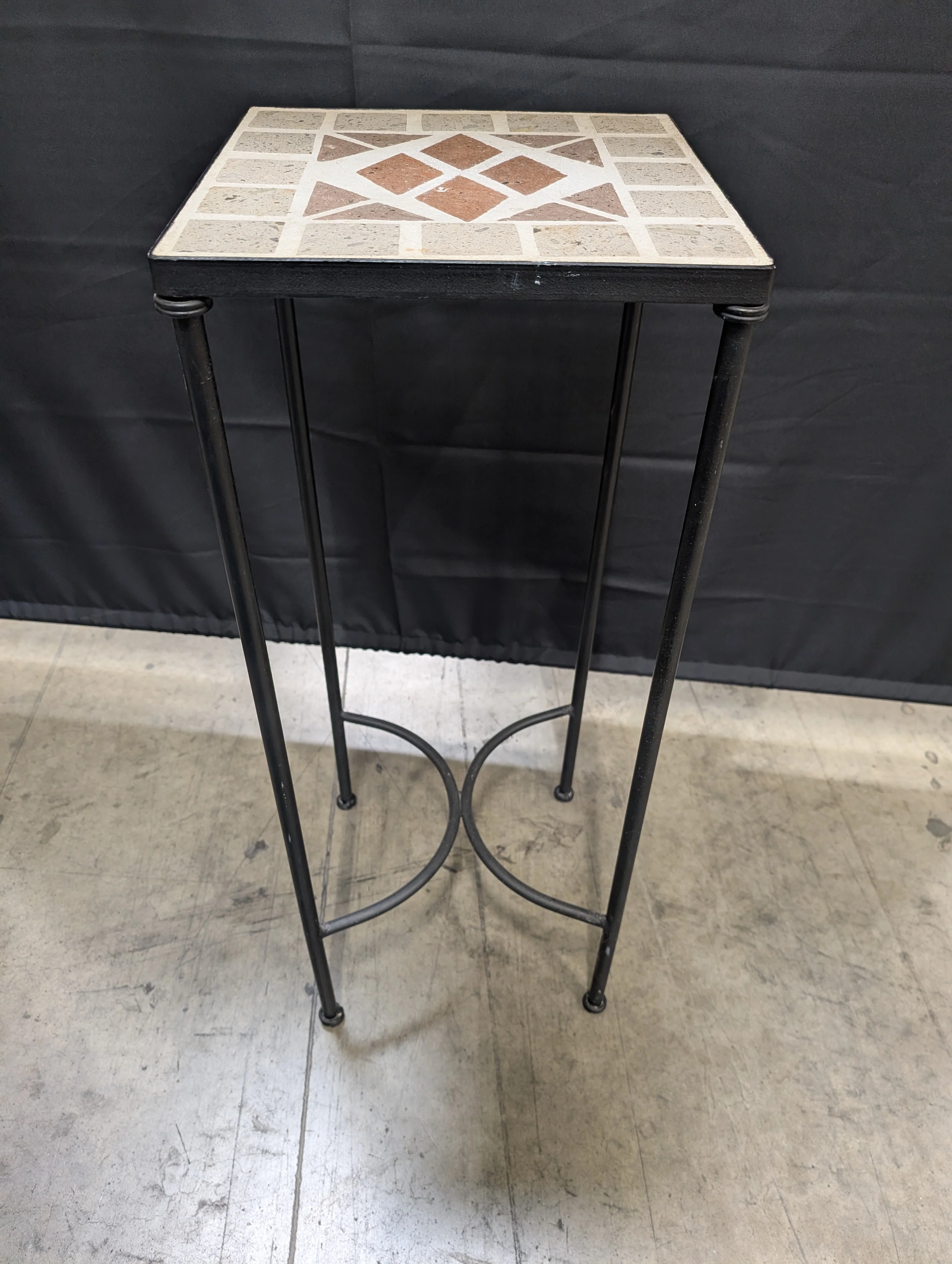 Industrial Style Mosaic Tile Top Side Table