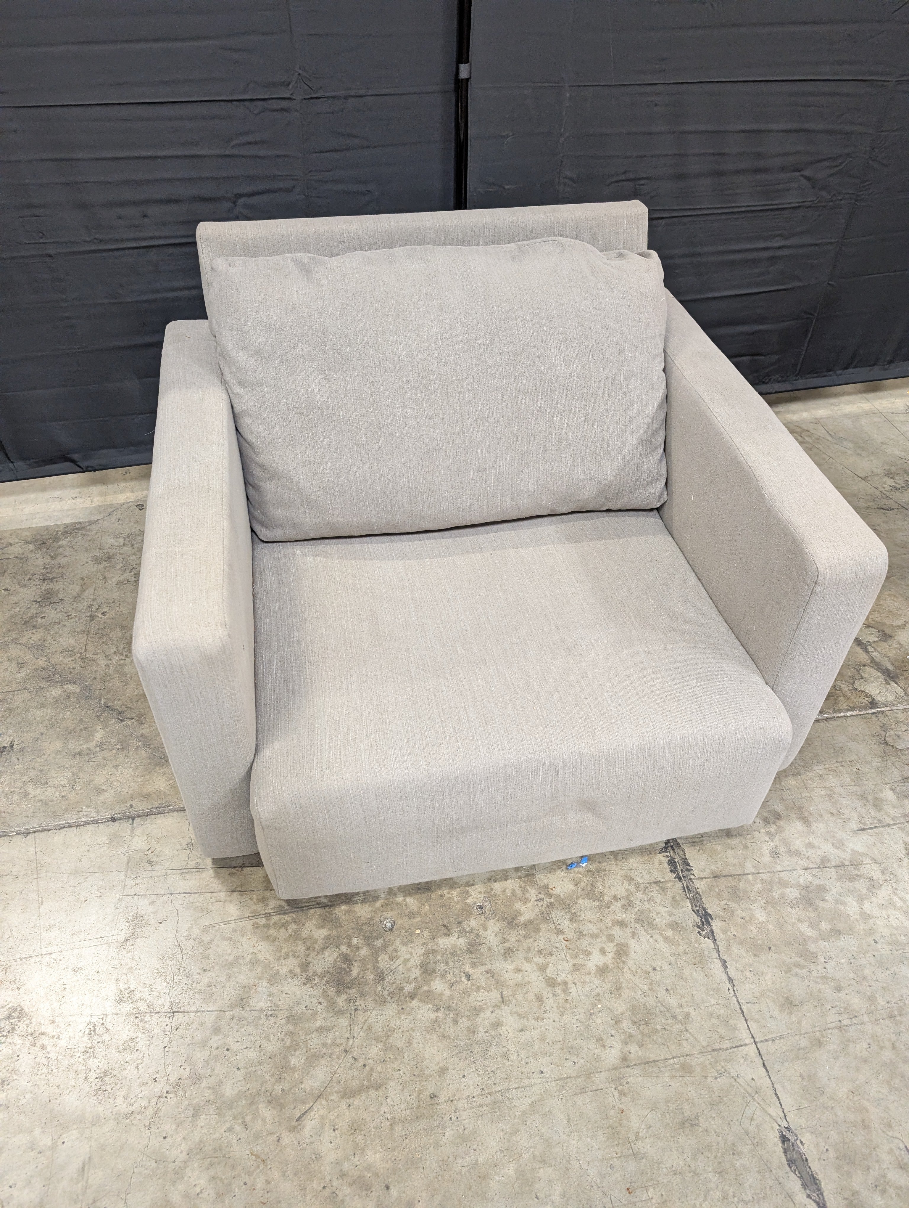 Modern Upholstered Accent Chair, Neutral Grey Fabric Armchair, Contemporary Single Seater Sofa - Image 2