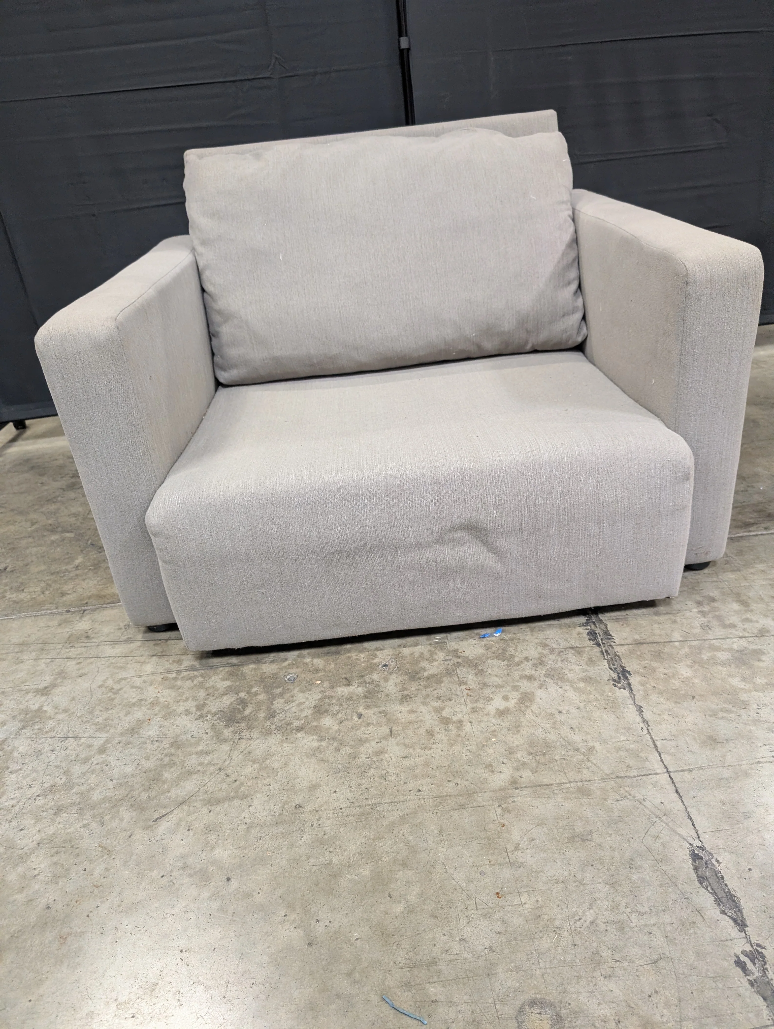 Modern Upholstered Accent Chair, Neutral Grey Fabric Armchair, Contemporary Single Seater Sofa - Image 3