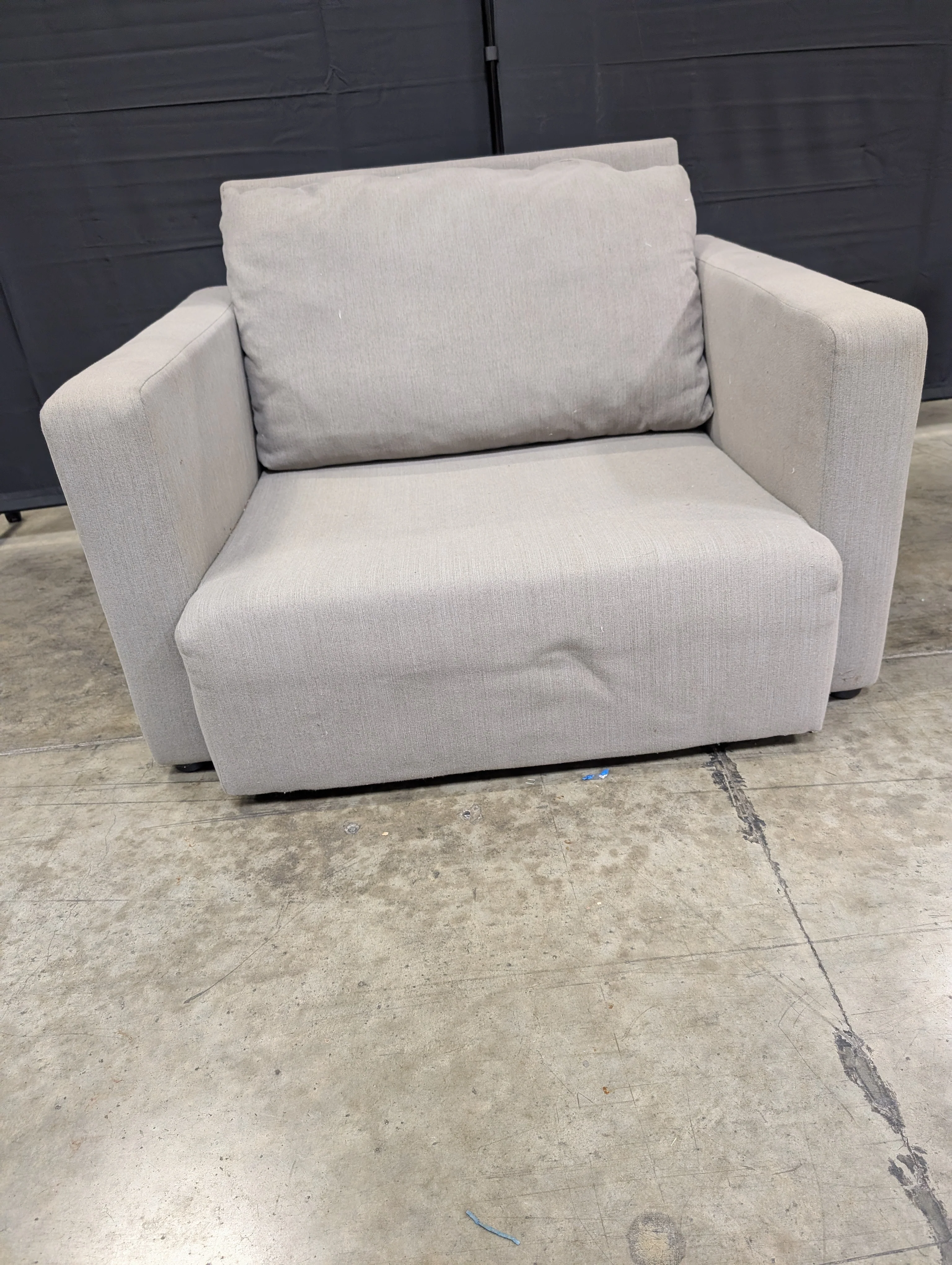 Modern Upholstered Accent Chair, Neutral Grey Fabric Armchair, Contemporary Single Seater Sofa - Image 4
