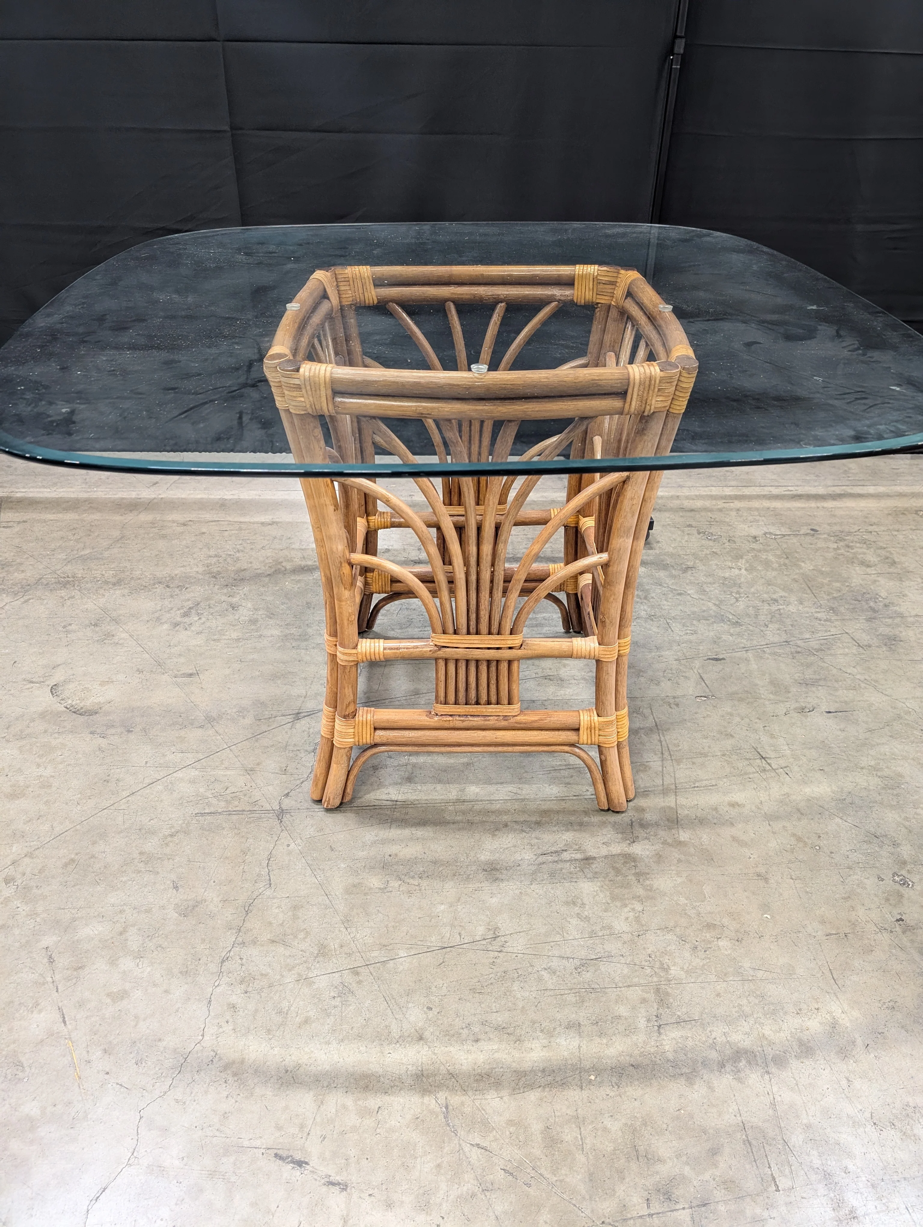 Rattan Base Glass Top Dining Table - Image 2