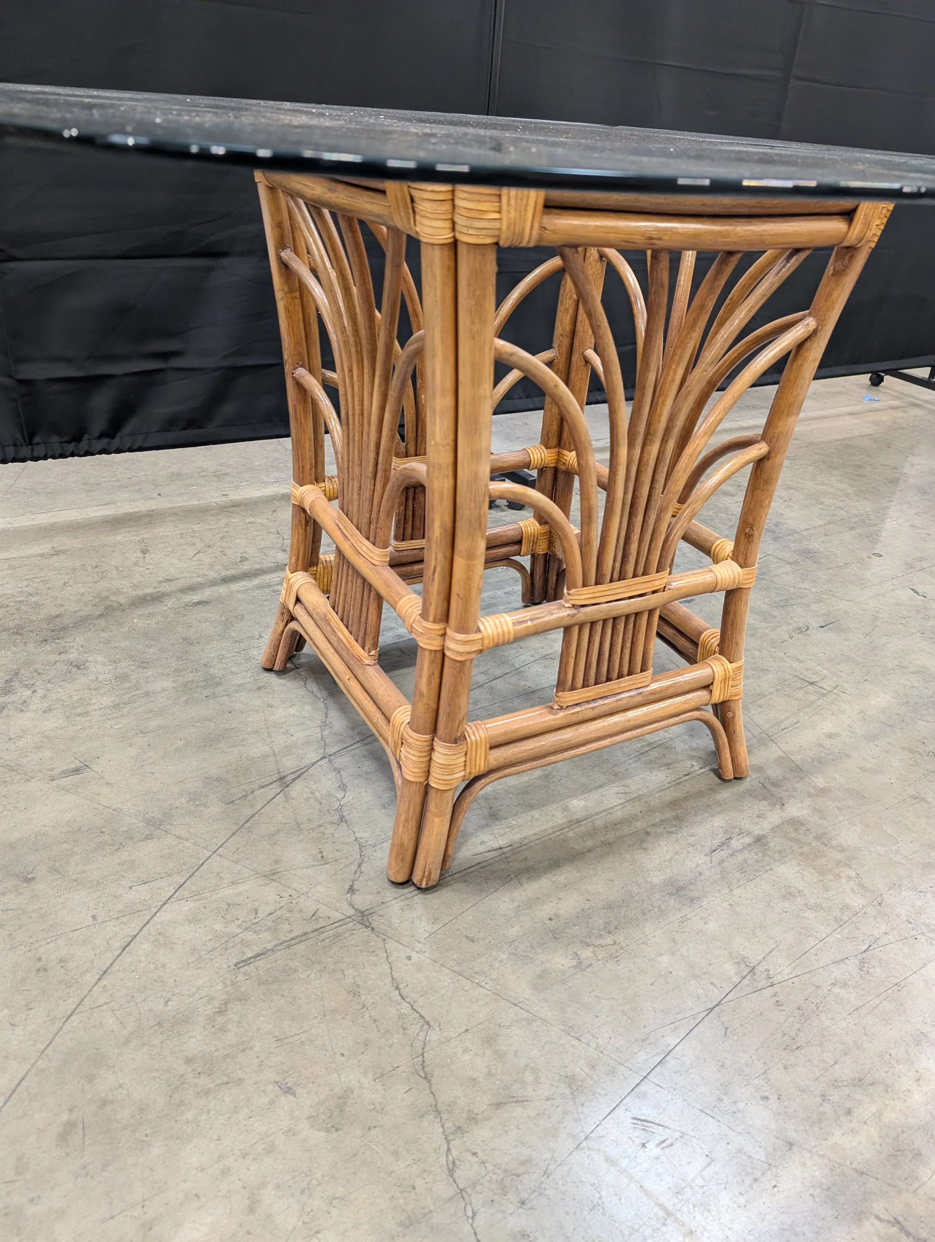 Rattan Base Glass Top Dining Table - Image 4
