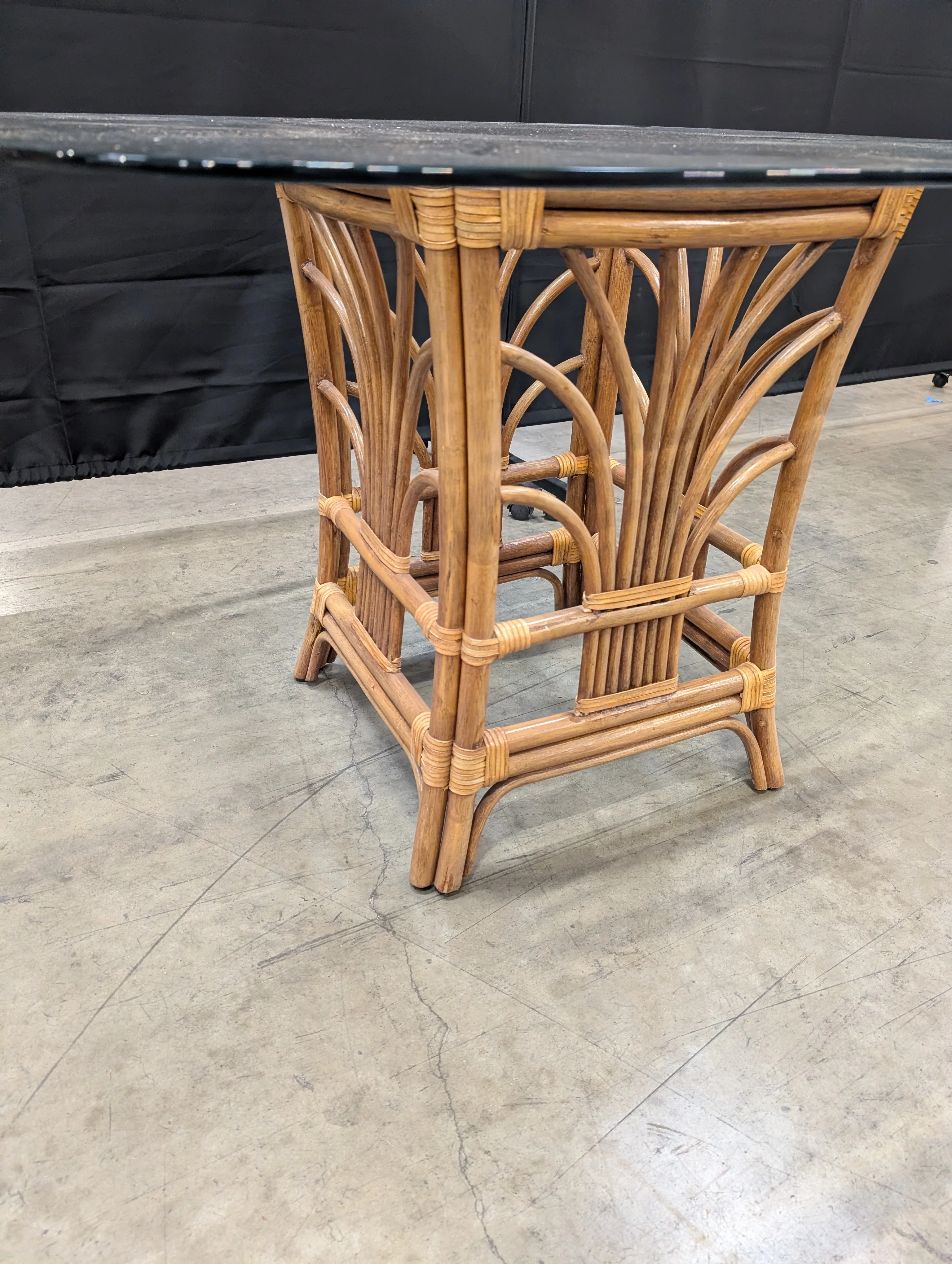 Rattan Base Glass Top Dining Table - Image 5