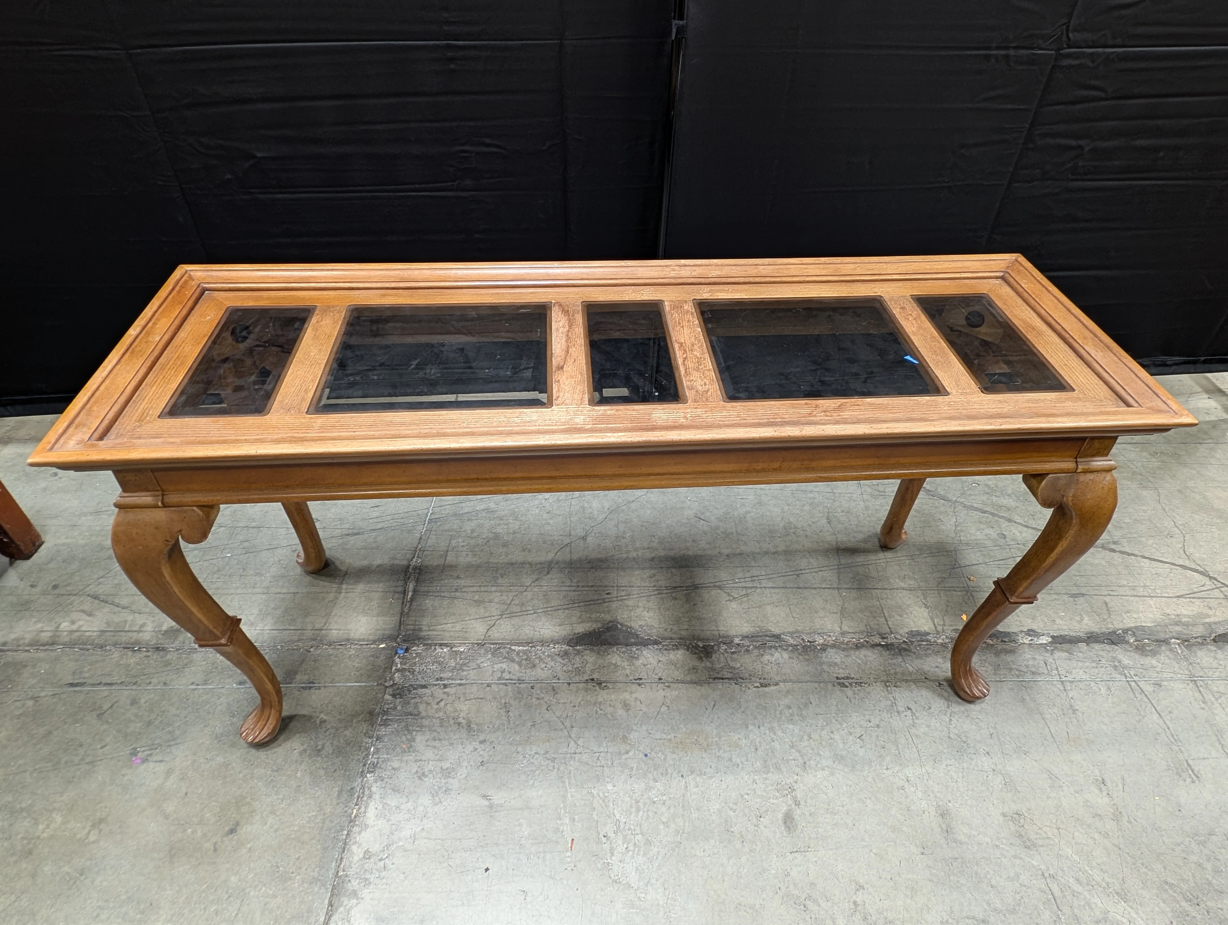 Hardwood Entryway Table with Inset Glass Top - Image 2