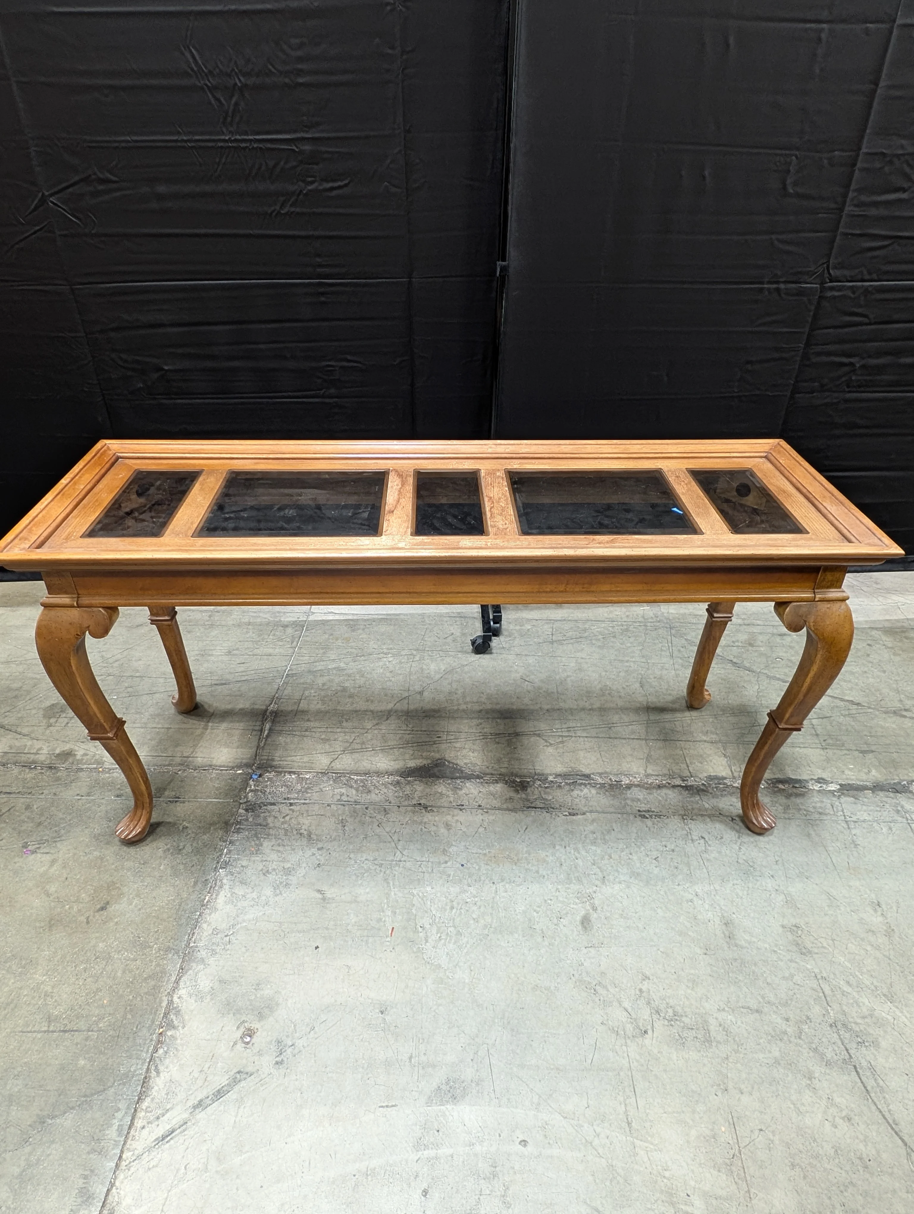 Hardwood Entryway Table with Inset Glass Top - Image 3