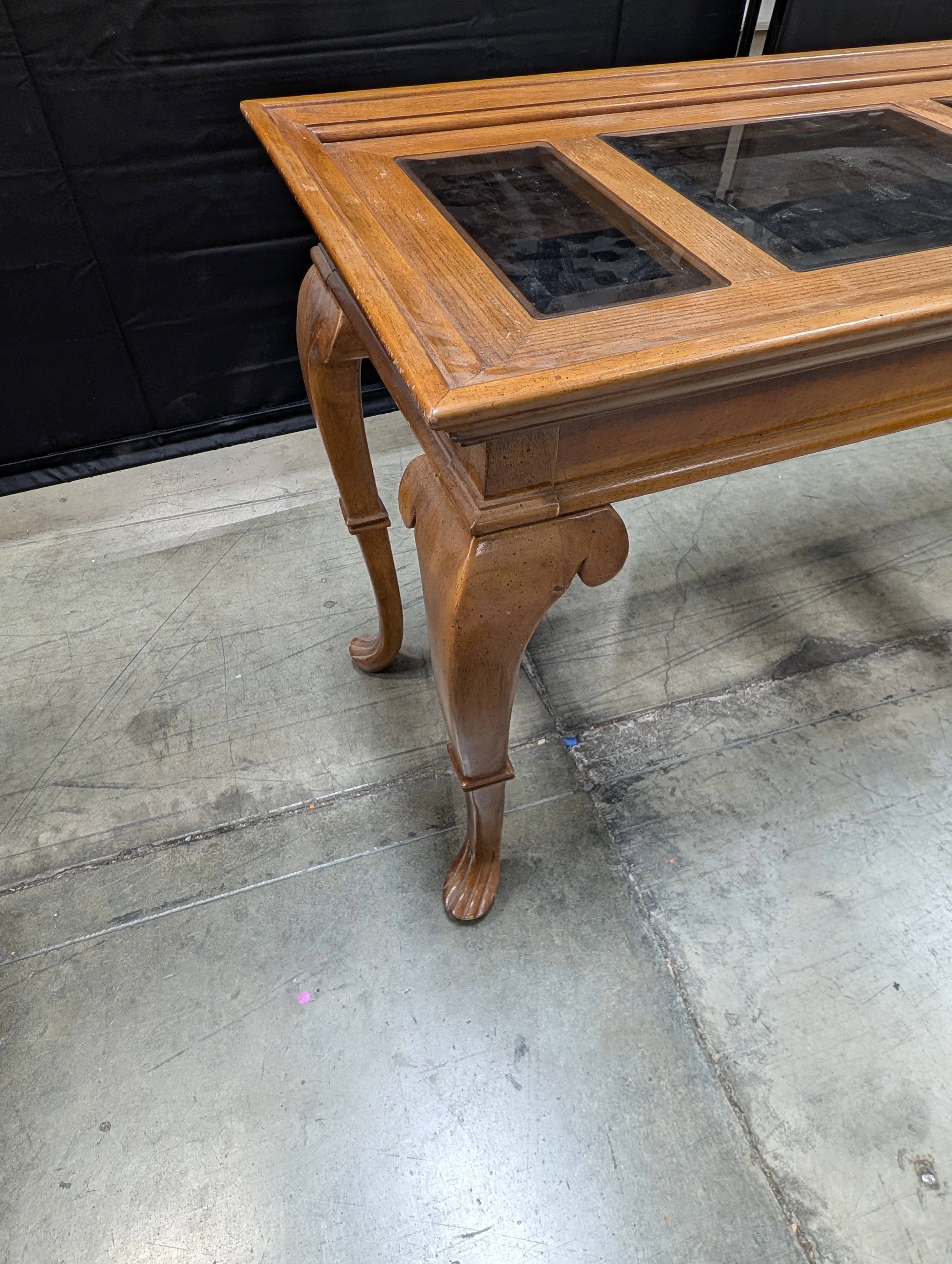 Hardwood Entryway Table with Inset Glass Top - Image 4
