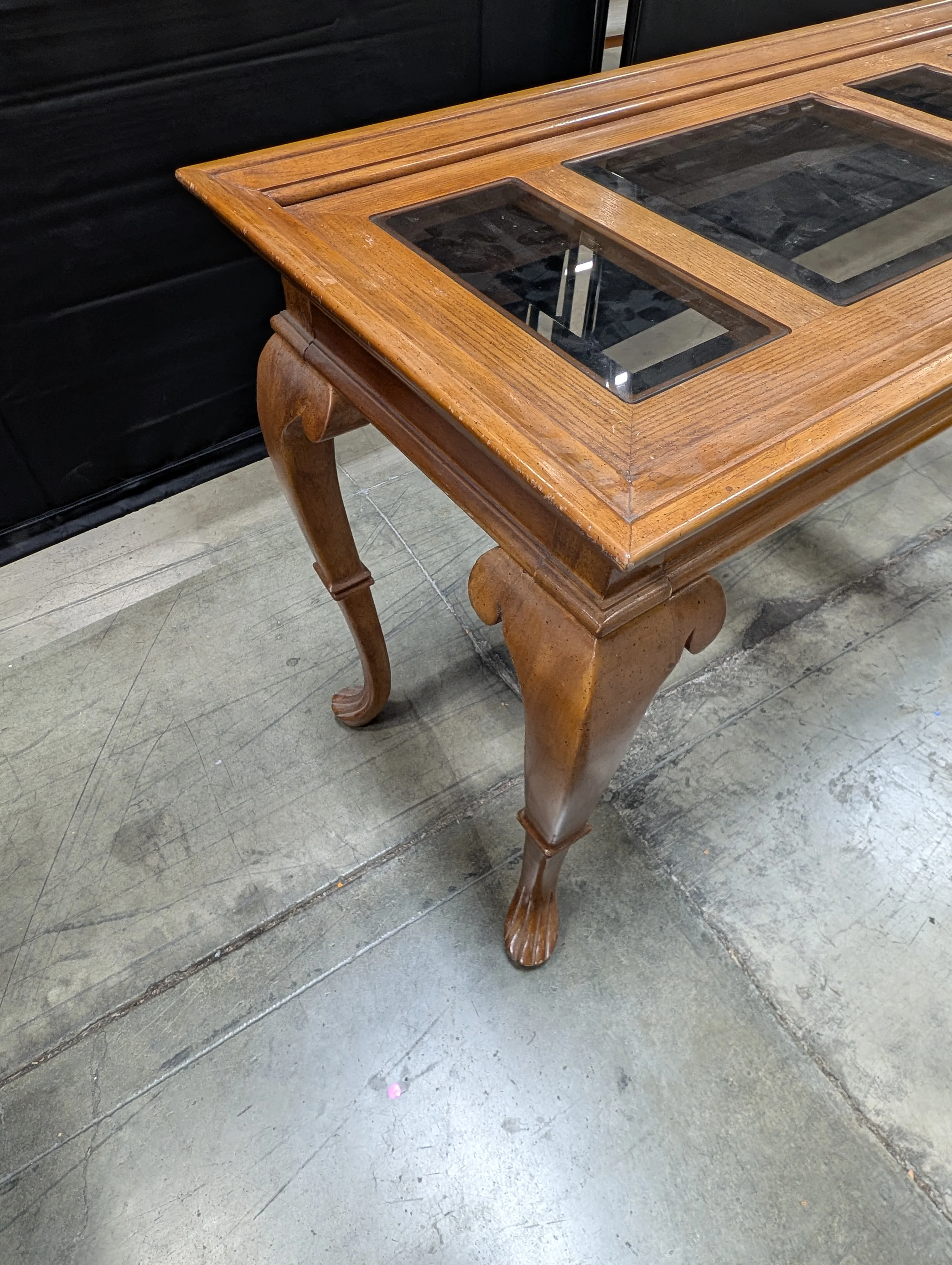 Hardwood Entryway Table with Inset Glass Top - Image 5