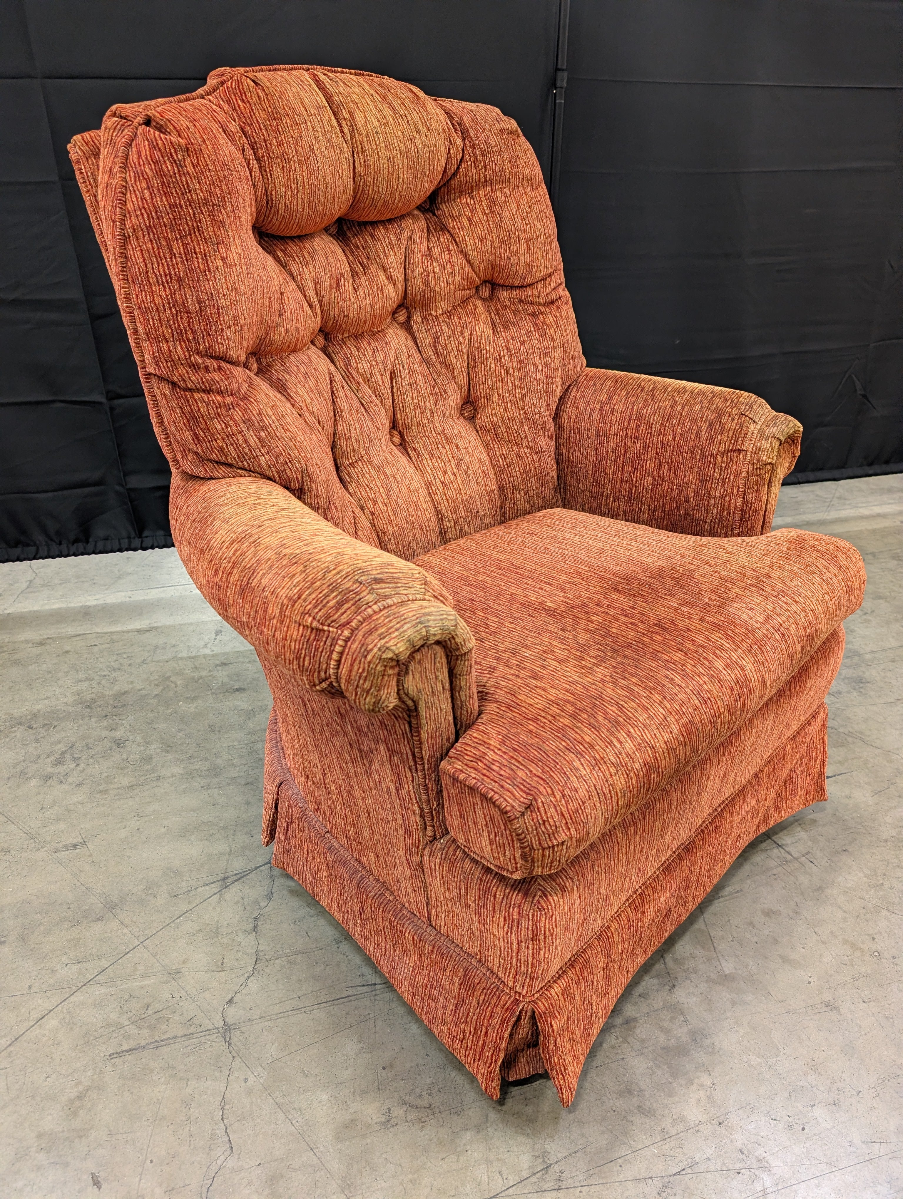 Vintage Style Orange Textured Upholstered Armchair - Image 2