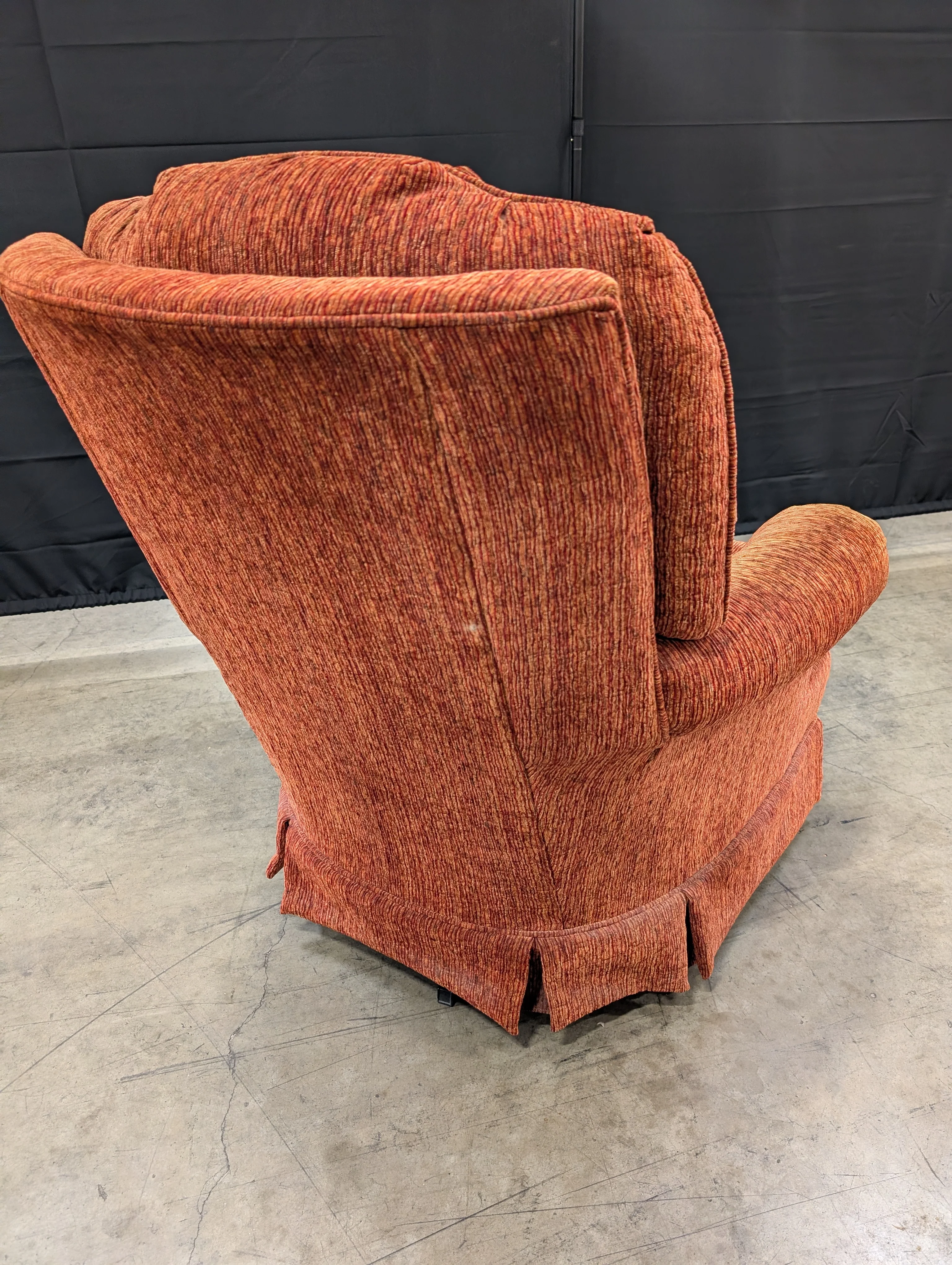 Vintage Style Orange Textured Upholstered Armchair - Image 3