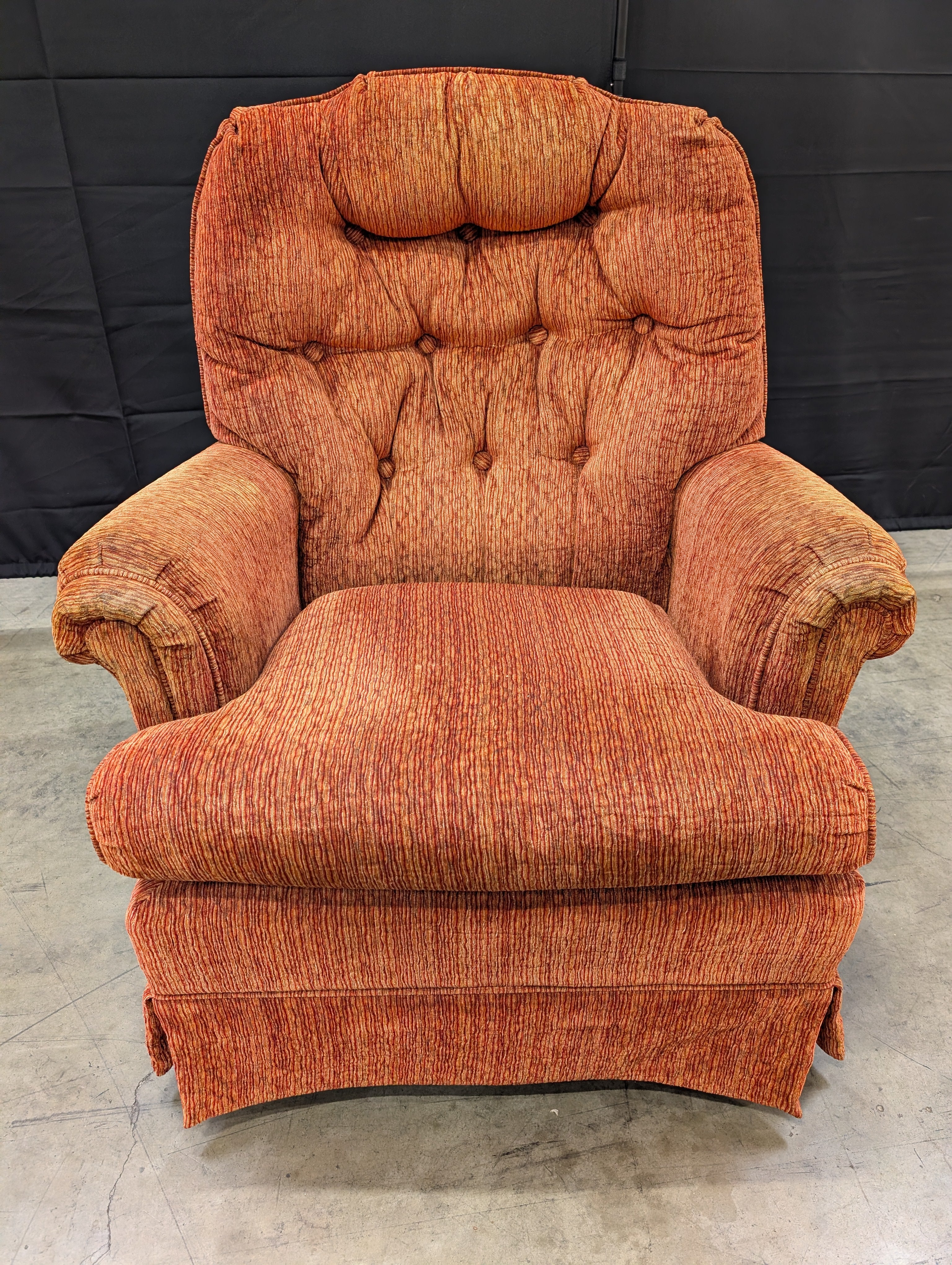 Vintage Style Orange Textured Upholstered Armchair - Image 4