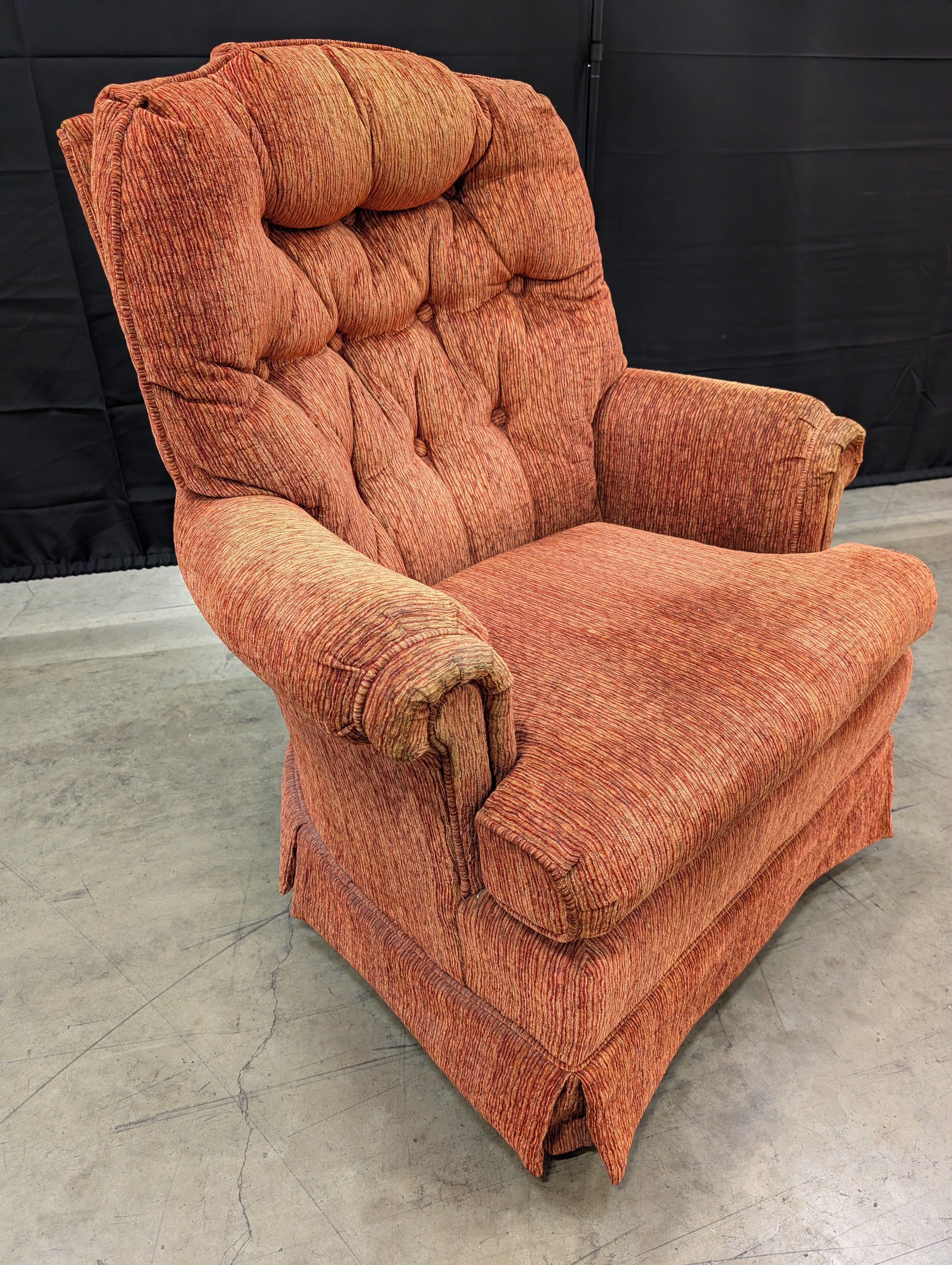 Vintage Style Orange Textured Upholstered Armchair - Image 5