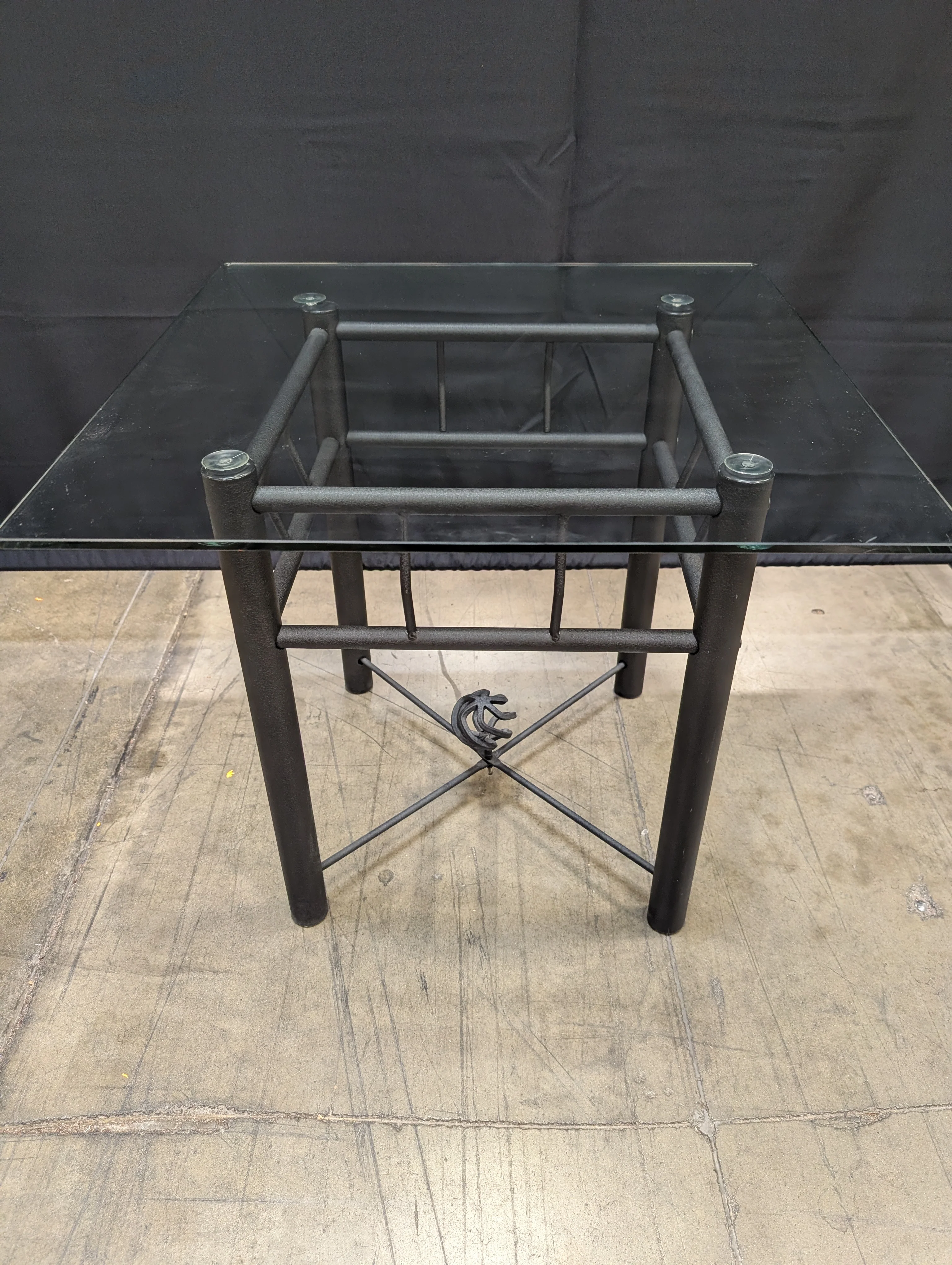 Modern Square Glass Top Side Table with Metal Frame - Image 2