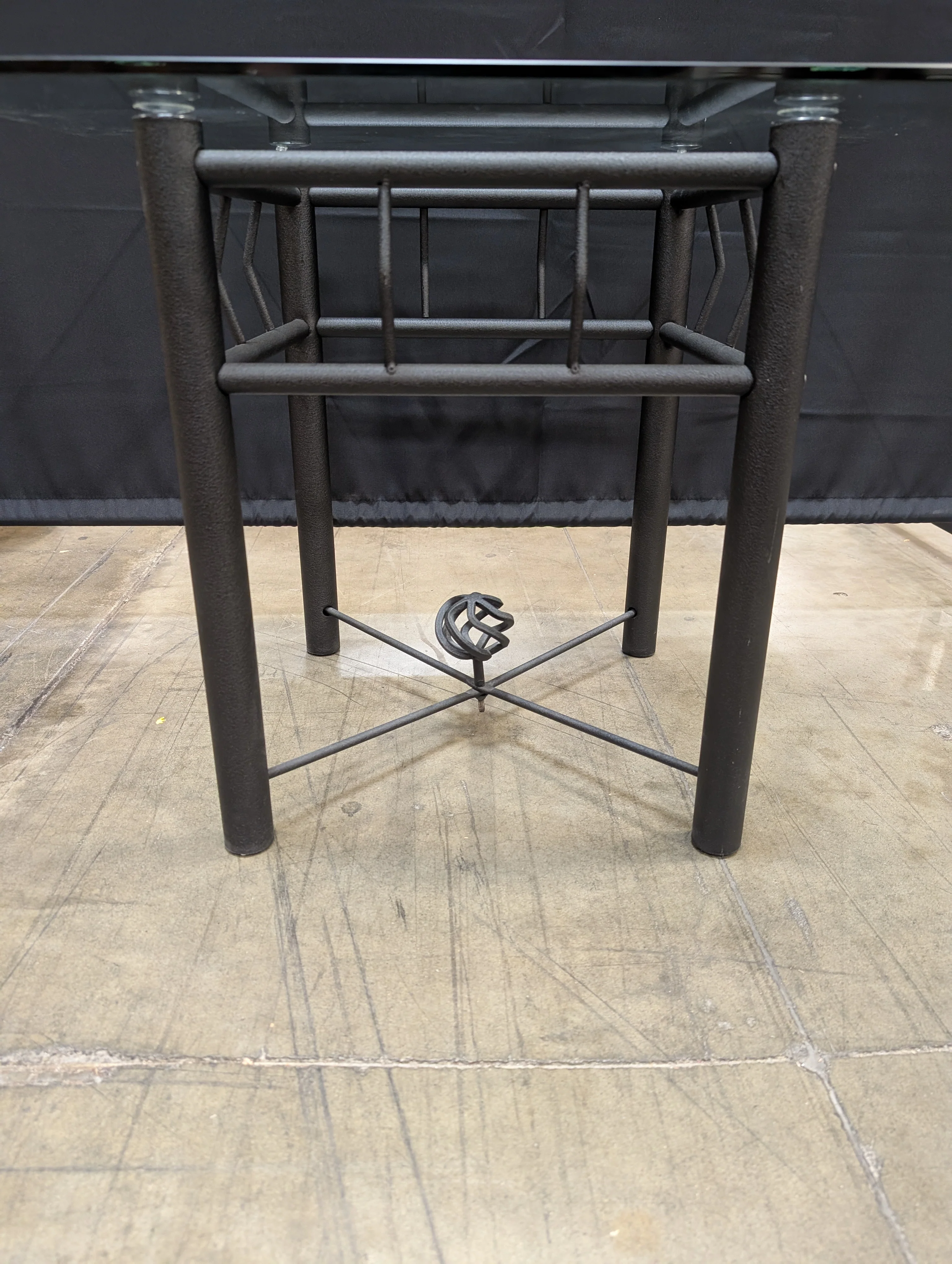 Modern Square Glass Top Side Table with Metal Frame - Image 3