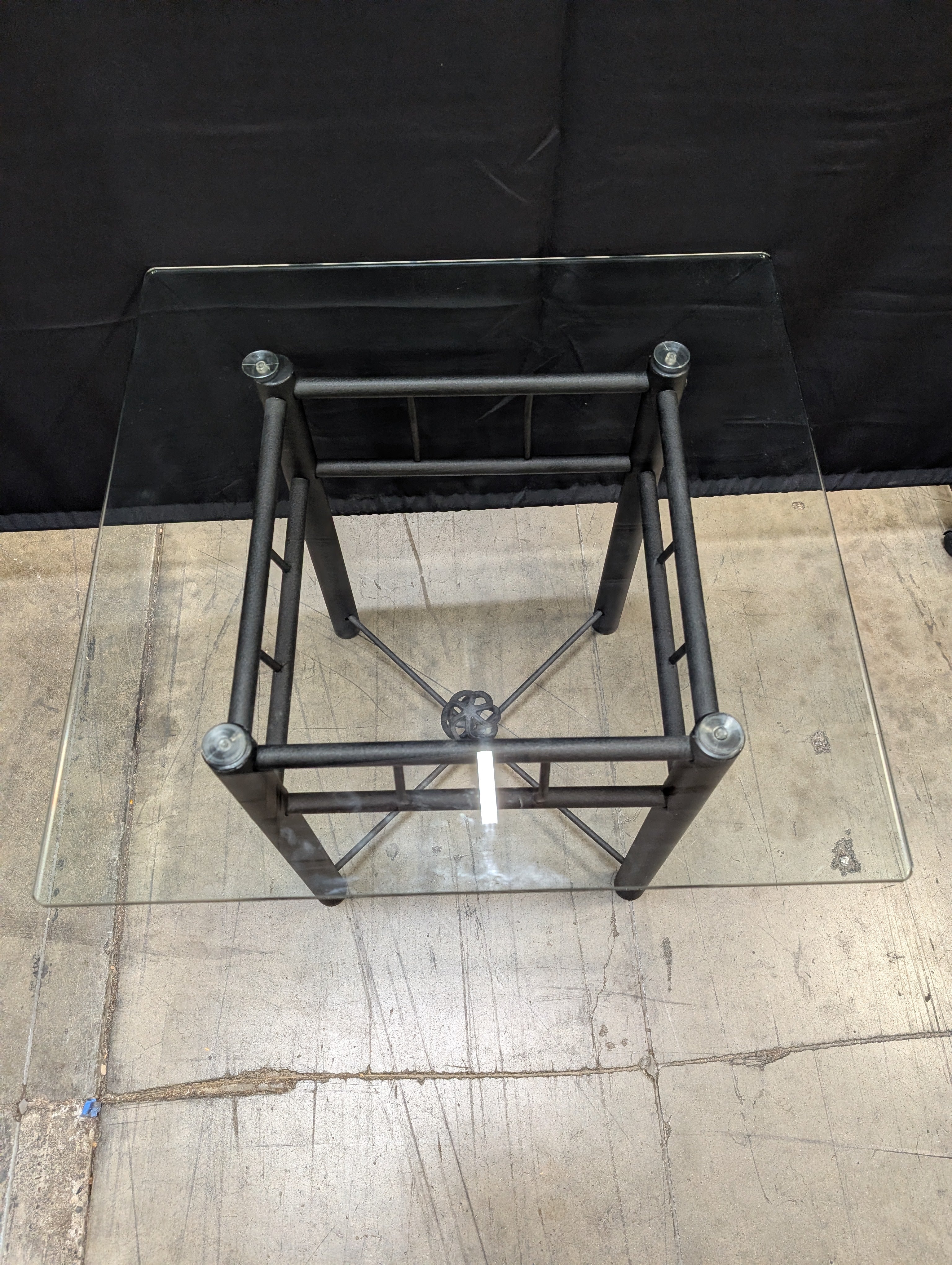 Modern Square Glass Top Side Table with Metal Frame - Image 4