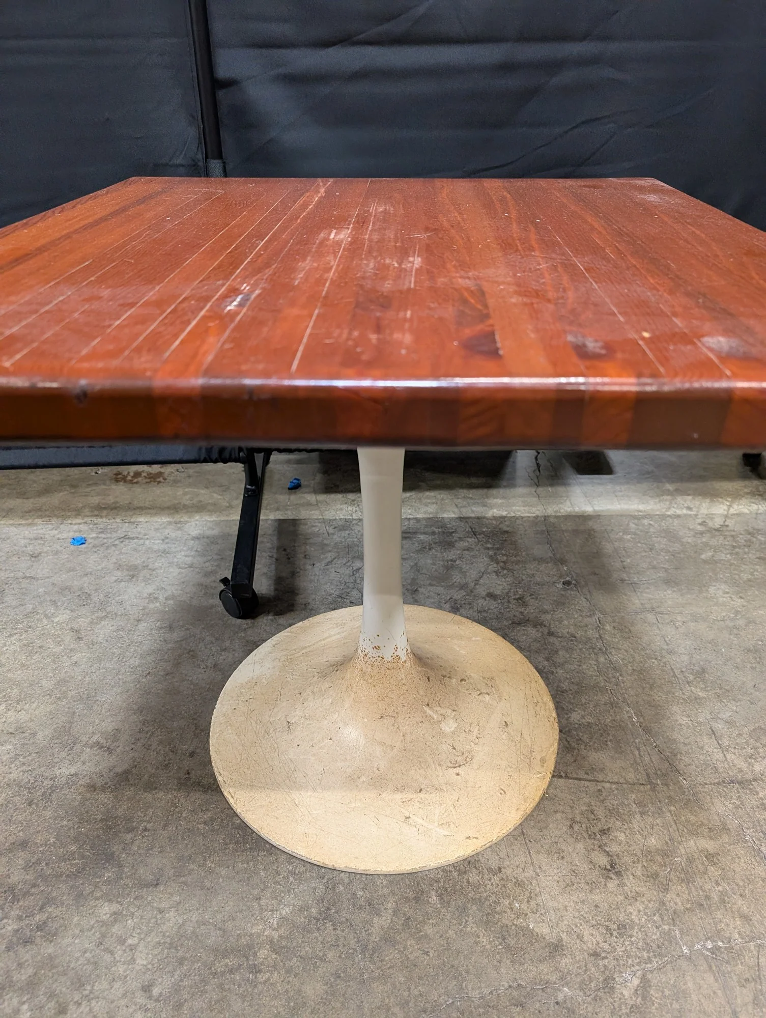 Used *Retro Square Wood Top Pedestal Table