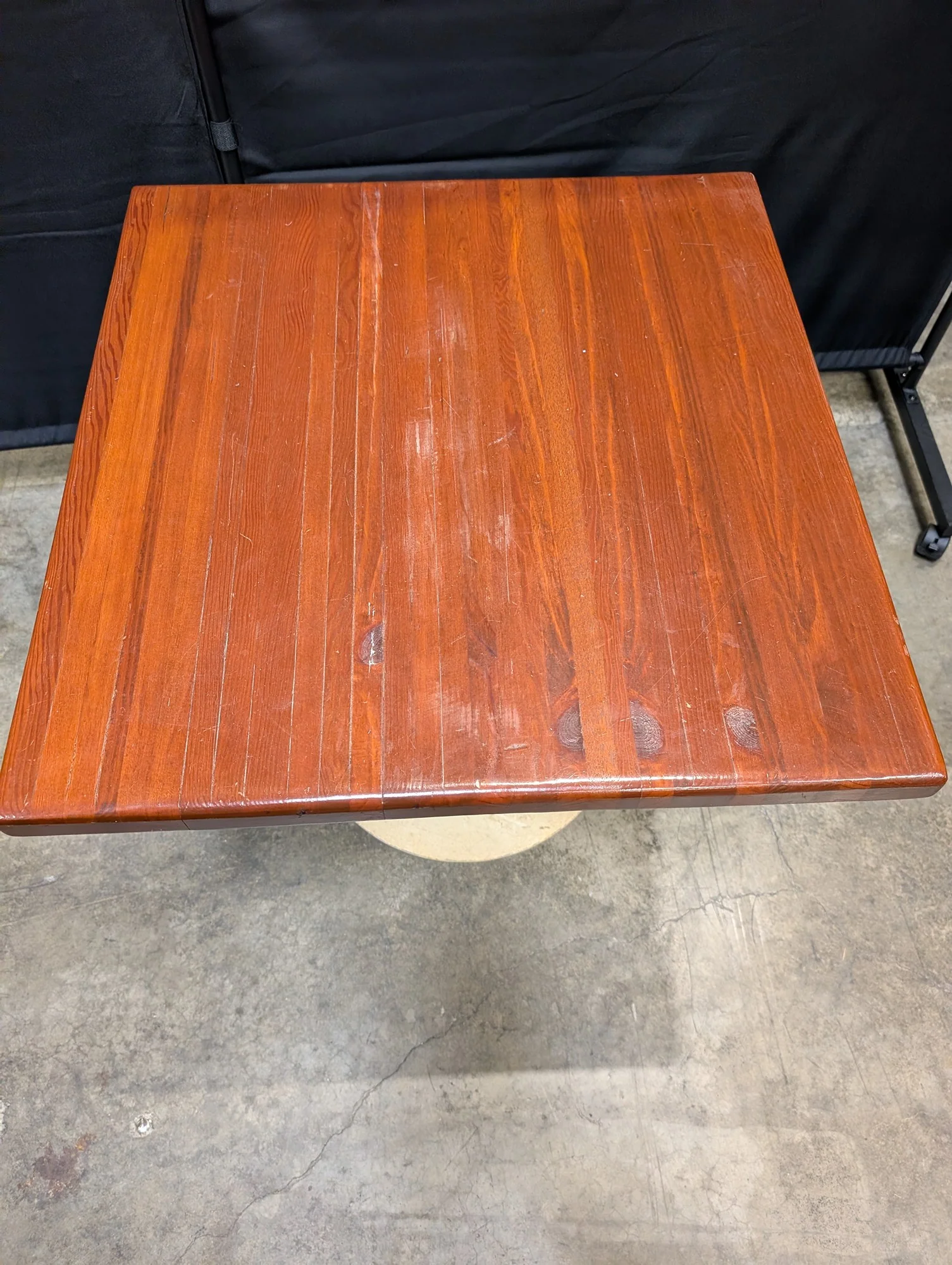 Used *Retro Square Wood Top Pedestal Table - Image 2