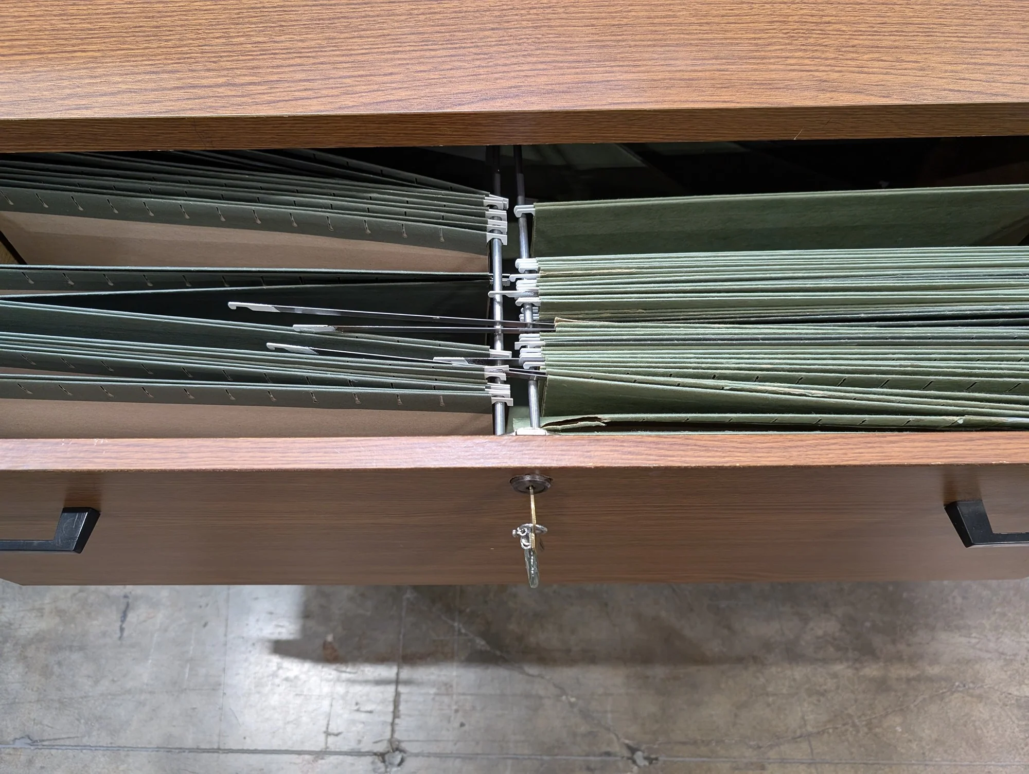 Functional Two-Drawer Wood Grain Filing Cabinet with Lock - Image 4