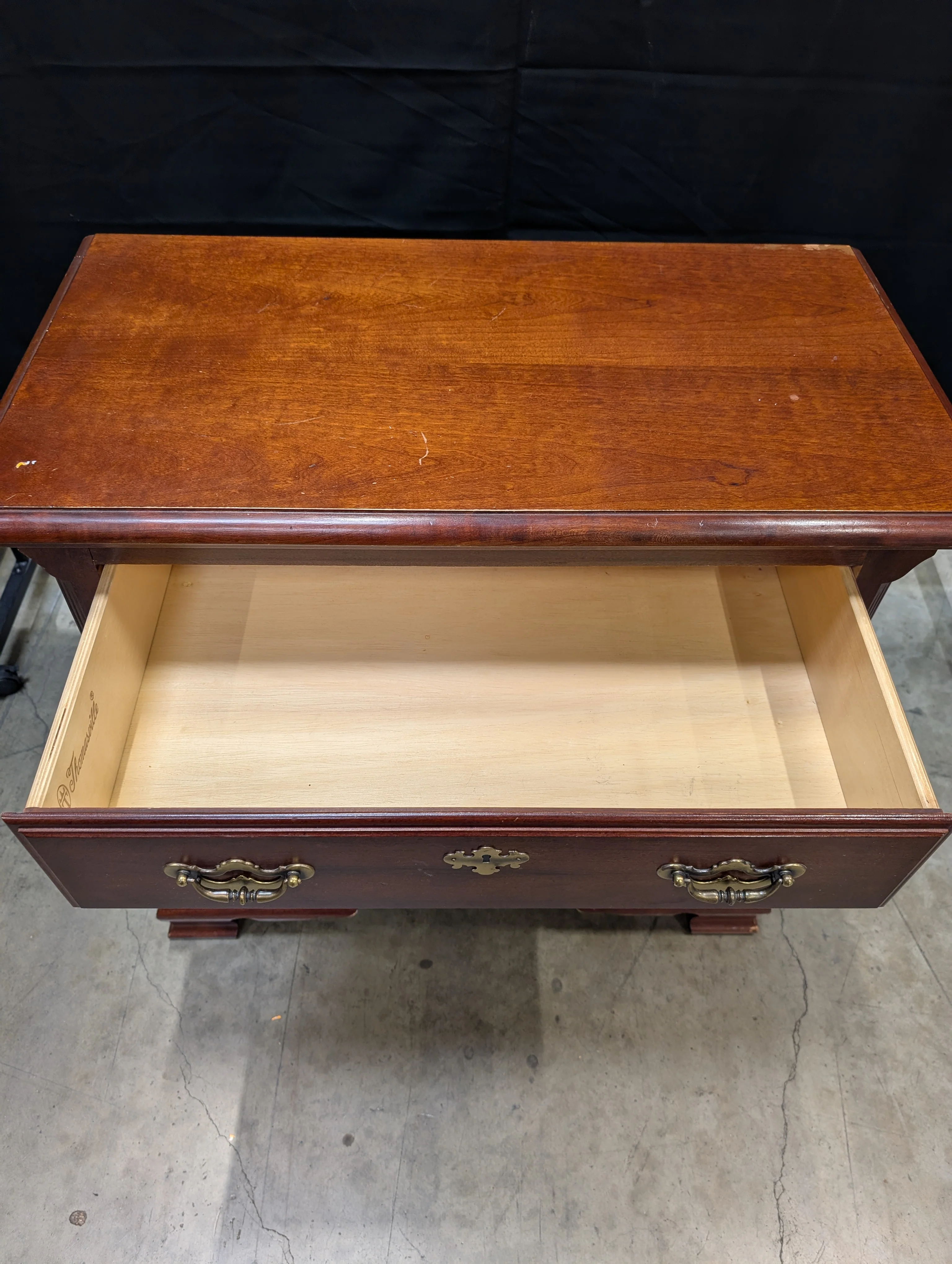 Traditional Reddish Brown Wood Accent Cabinet with Ornate Hardware - Image 4