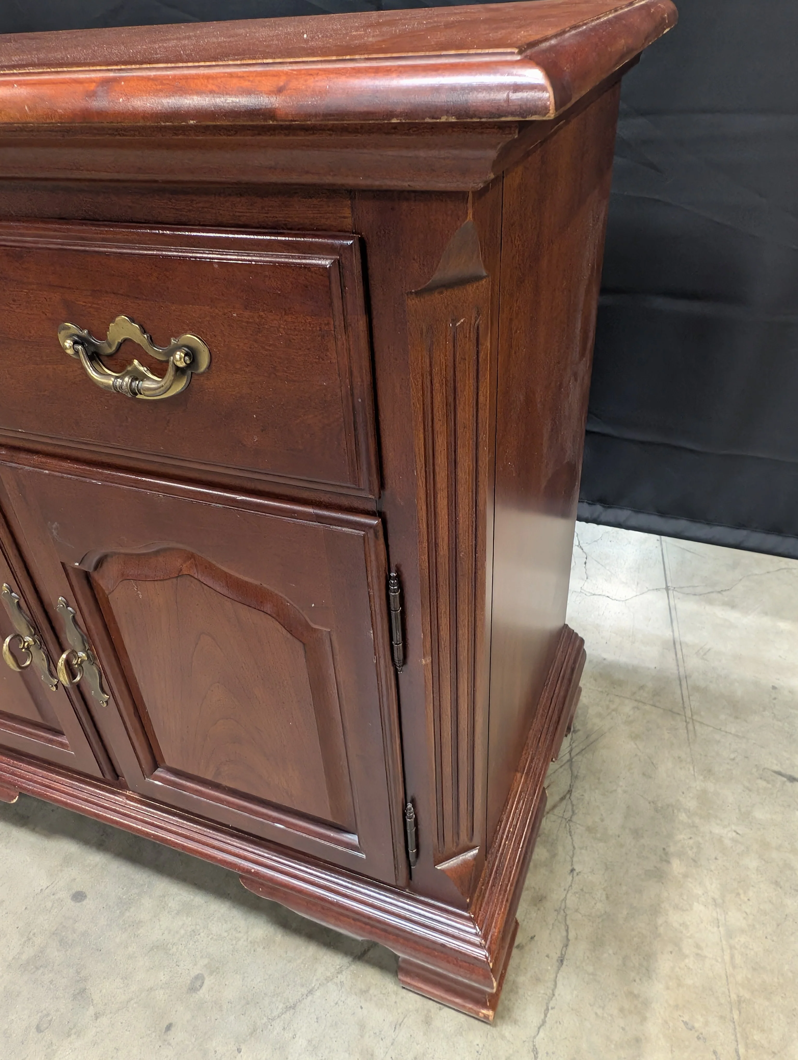 Traditional Reddish Brown Wood Accent Cabinet with Ornate Hardware - Image 6