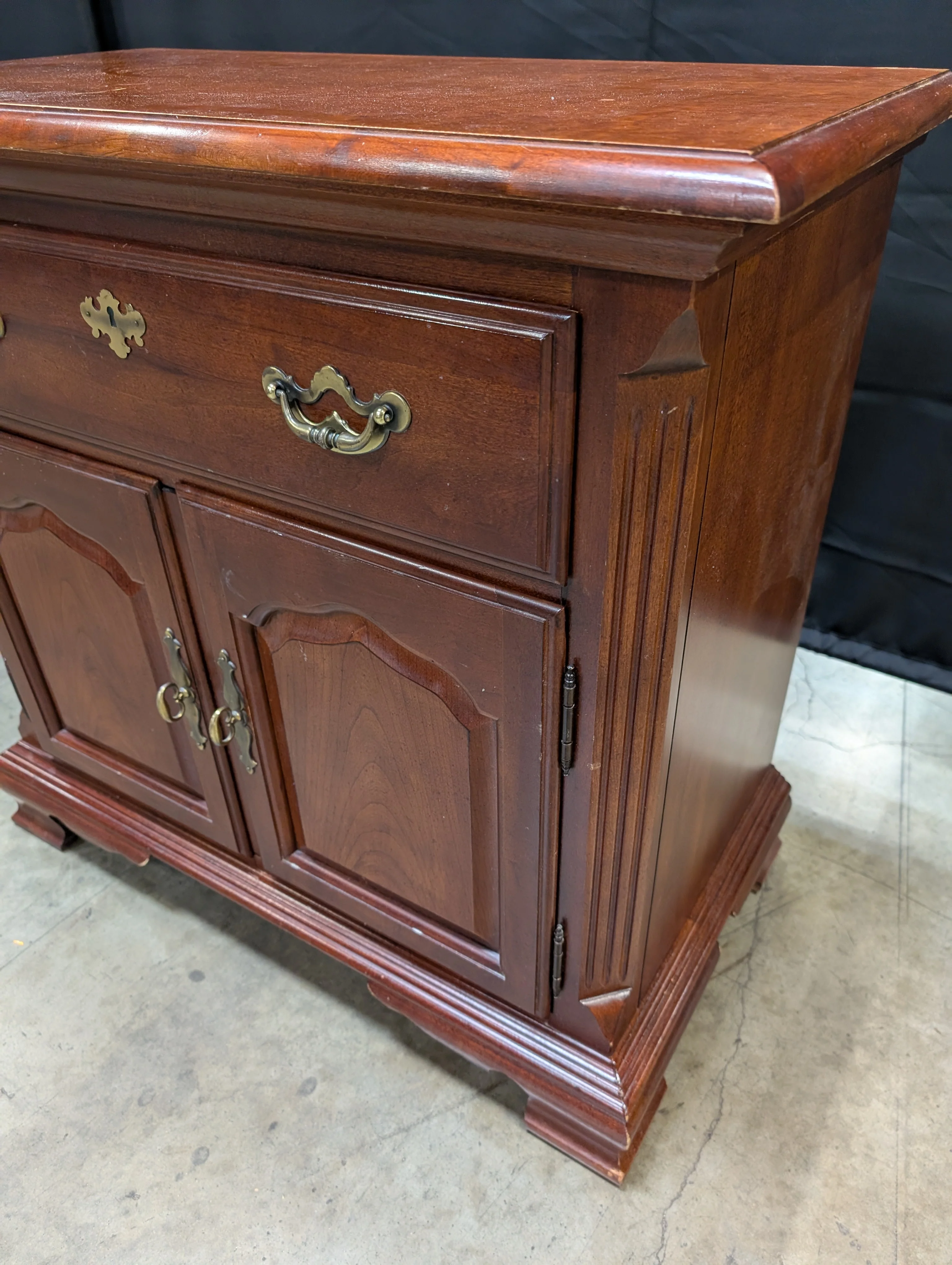 Traditional Reddish Brown Wood Accent Cabinet with Ornate Hardware - Image 7