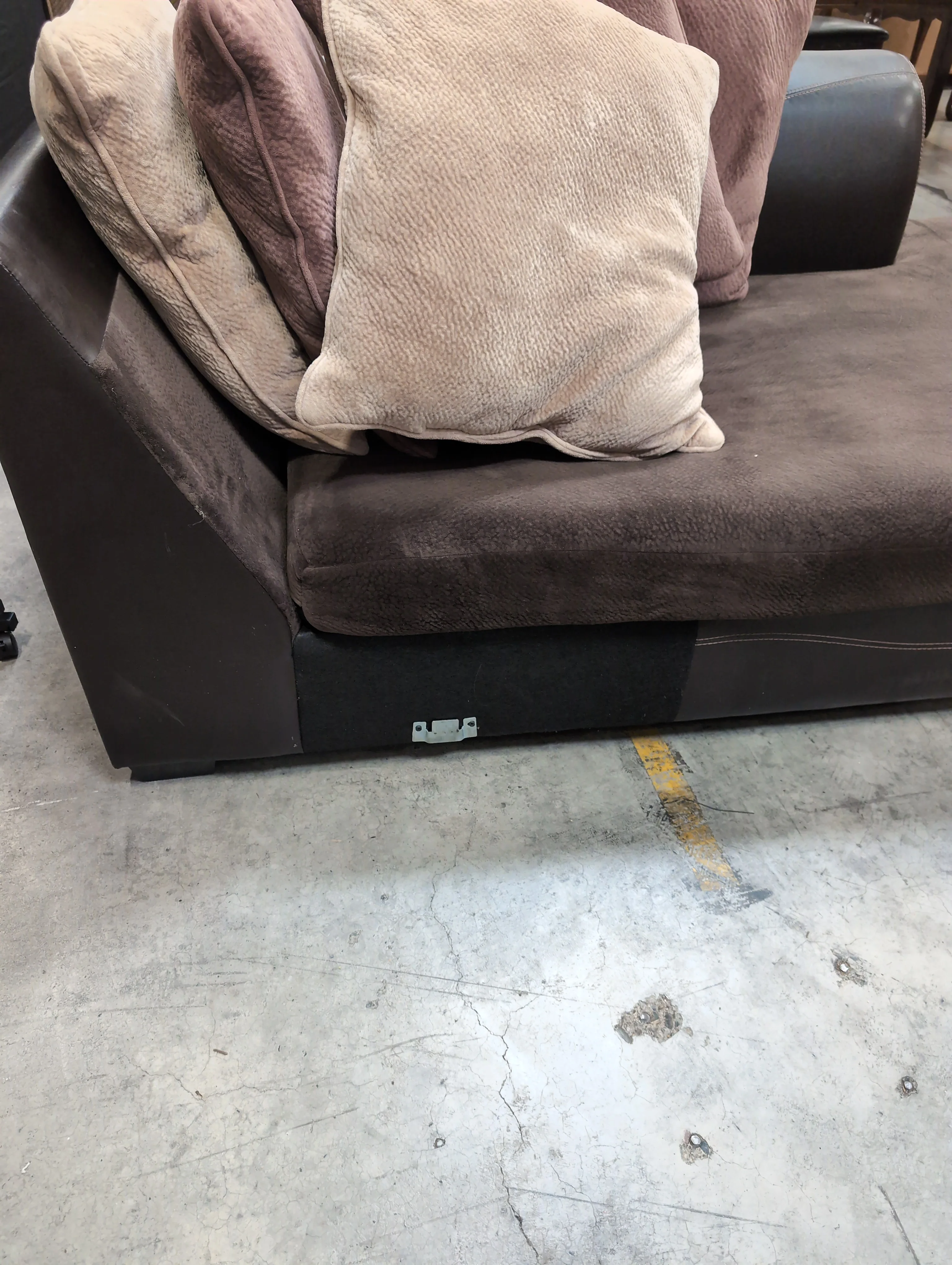 Half of Brown Chaise Lounge with four  Plush Cushions - Image 10