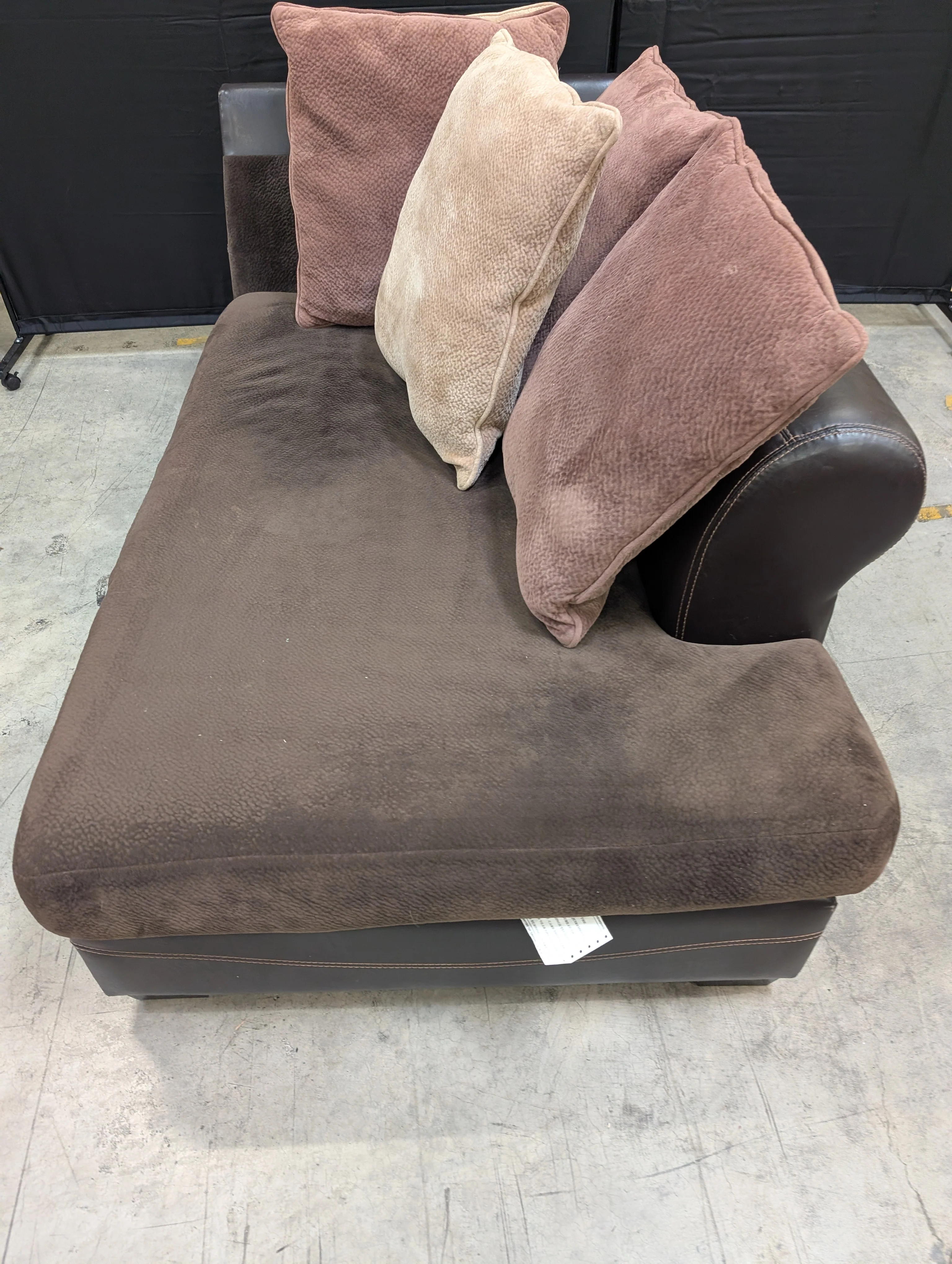 Half of Brown Chaise Lounge with four  Plush Cushions - Image 3