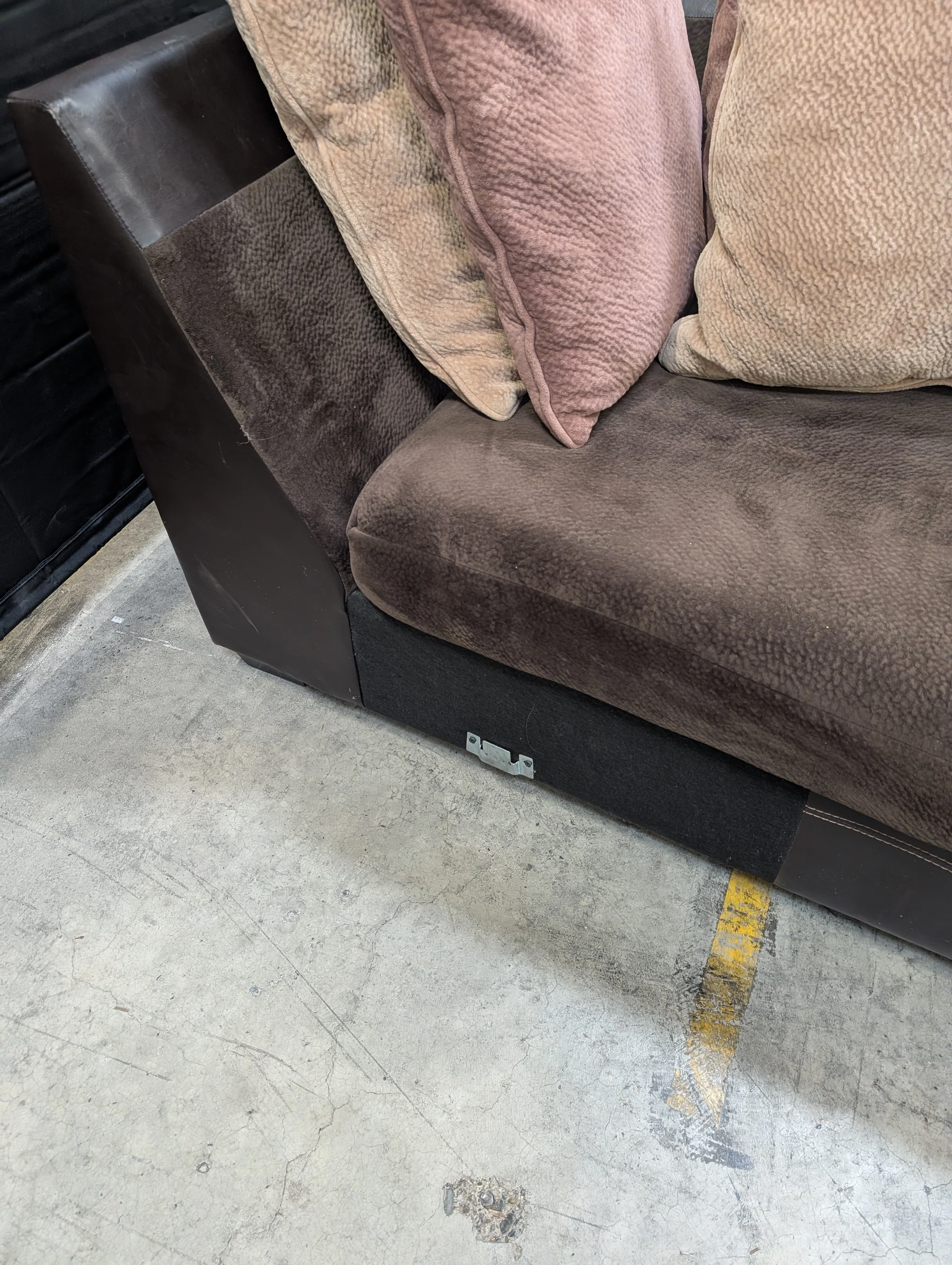 Half of Brown Chaise Lounge with four  Plush Cushions - Image 4