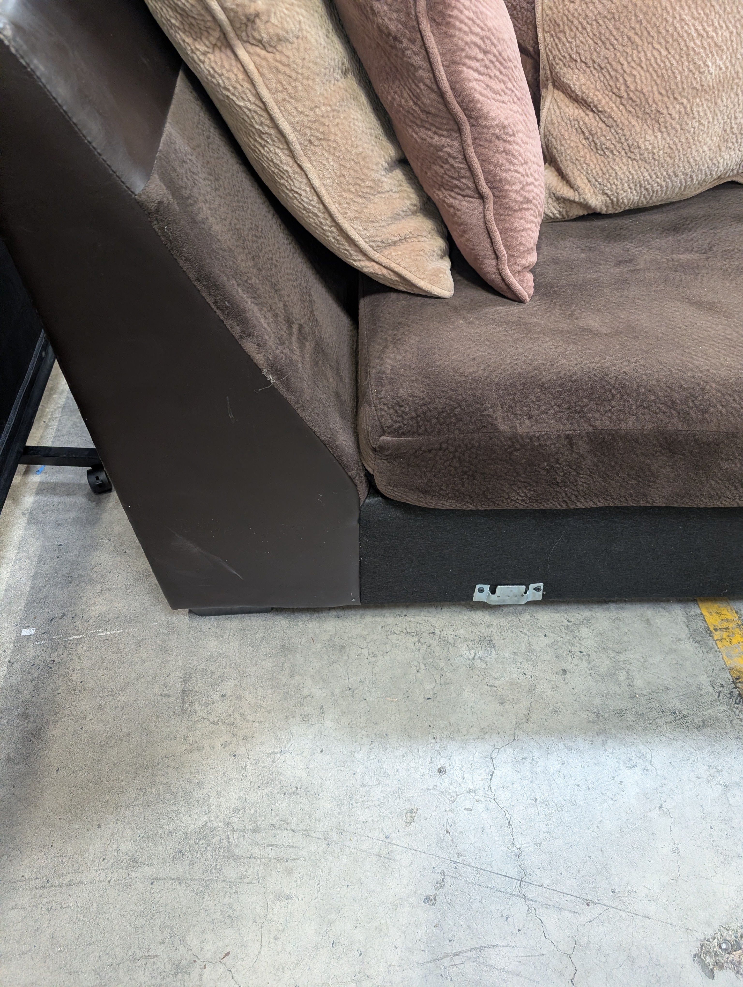 Half of Brown Chaise Lounge with four  Plush Cushions - Image 5