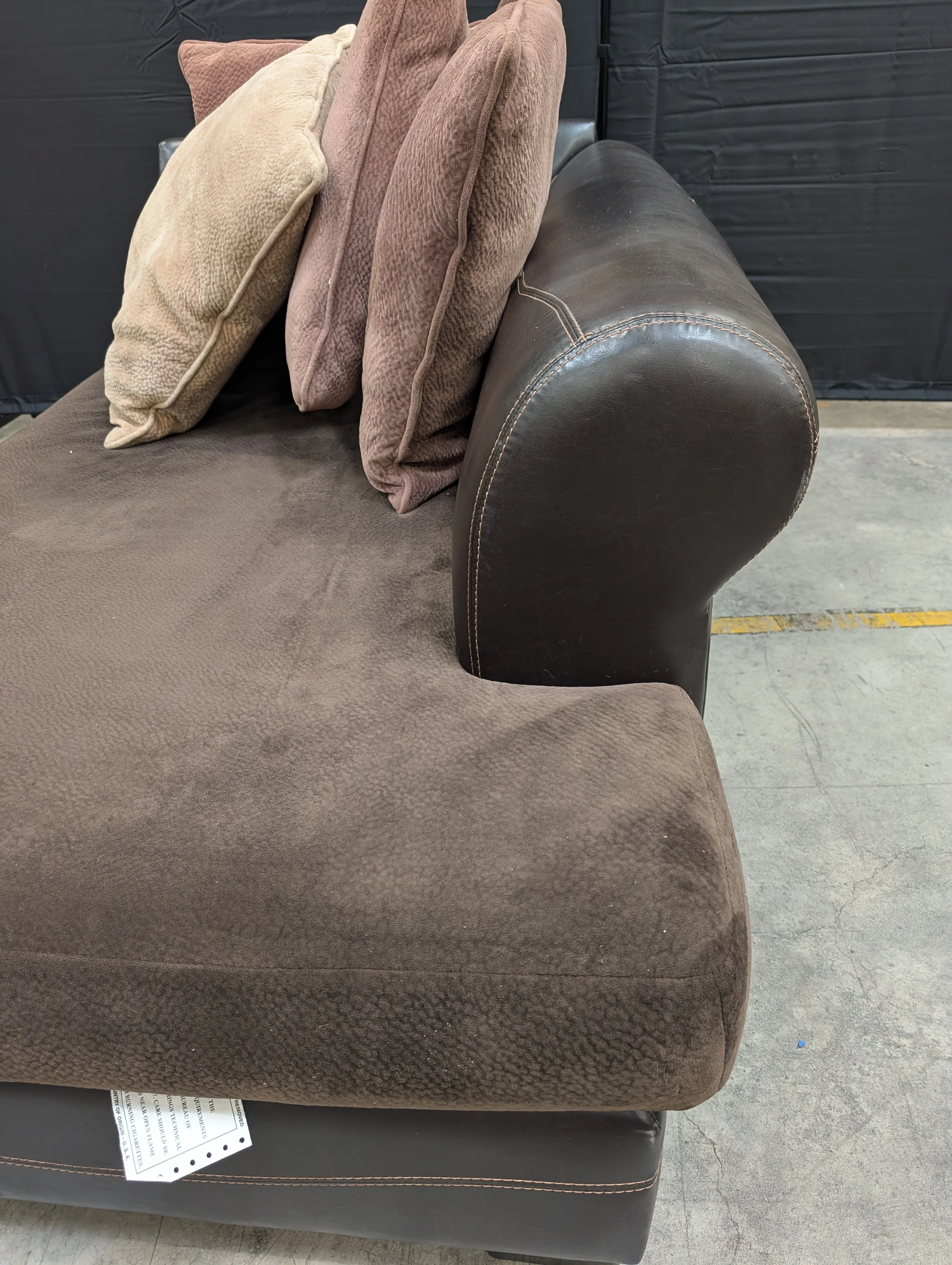 Half of Brown Chaise Lounge with four  Plush Cushions - Image 6