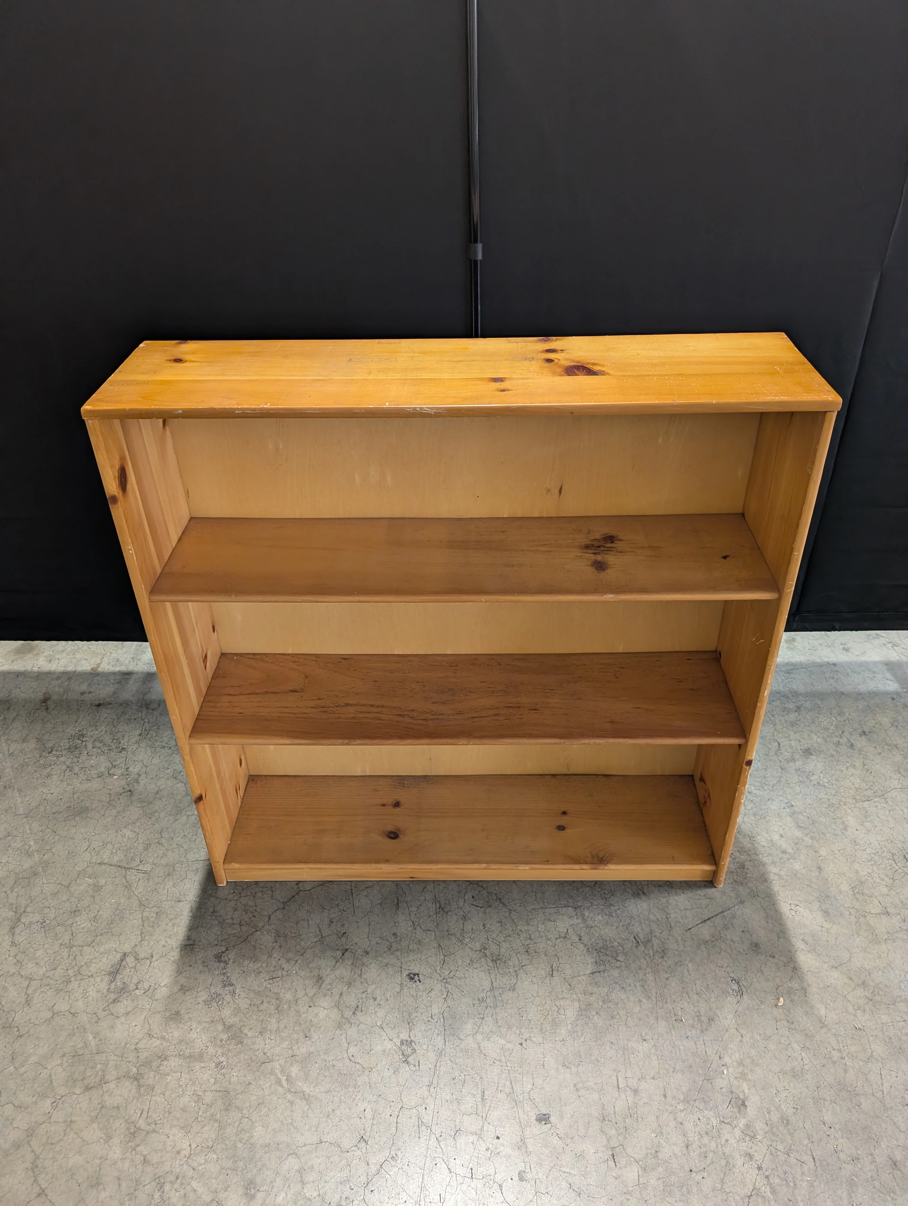 Natural Wood Three-Tier Storage Bookcase - Image 2