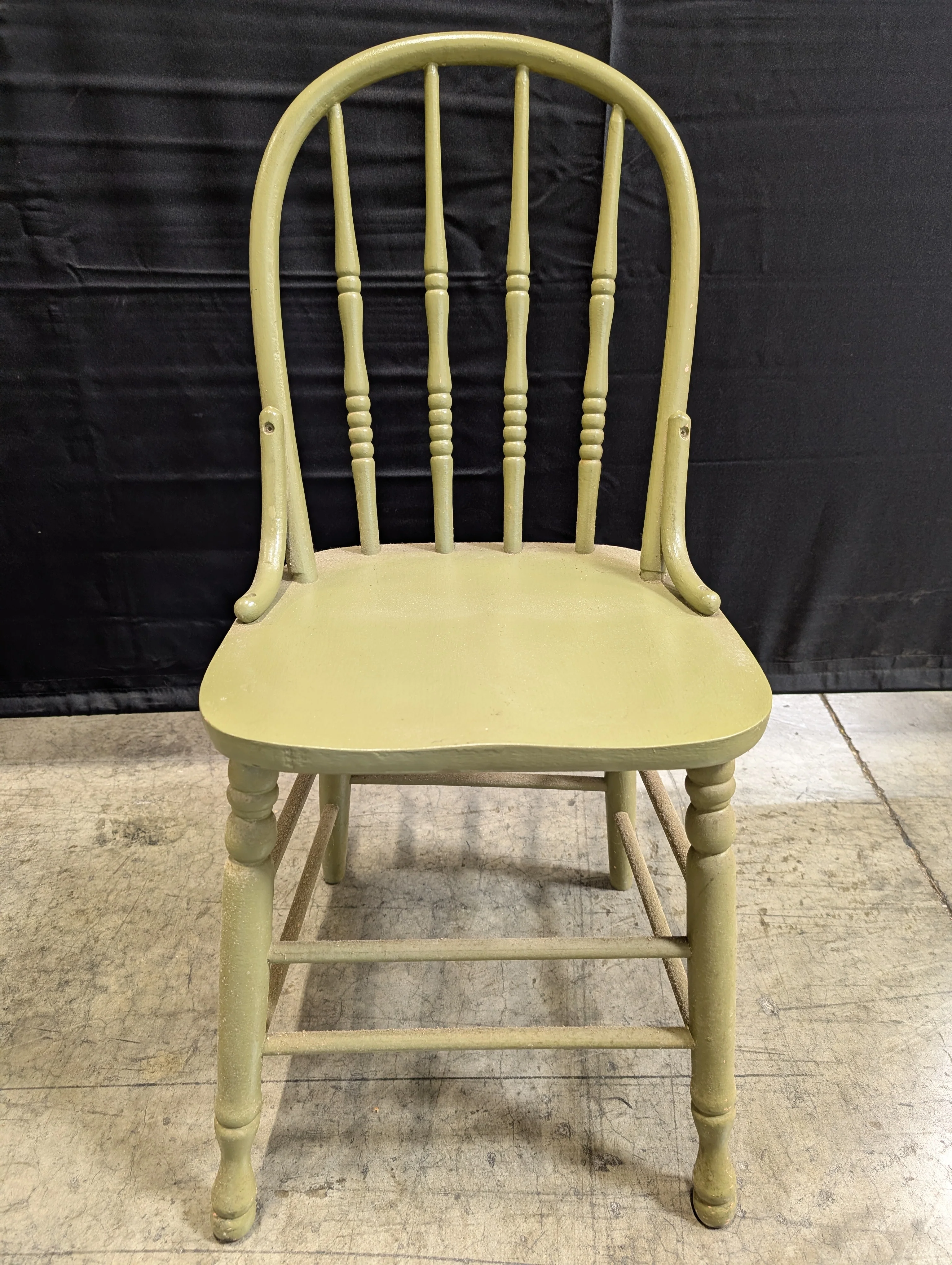 Muted Green Spindle Back Windsor Style Wood Chair - Image 2