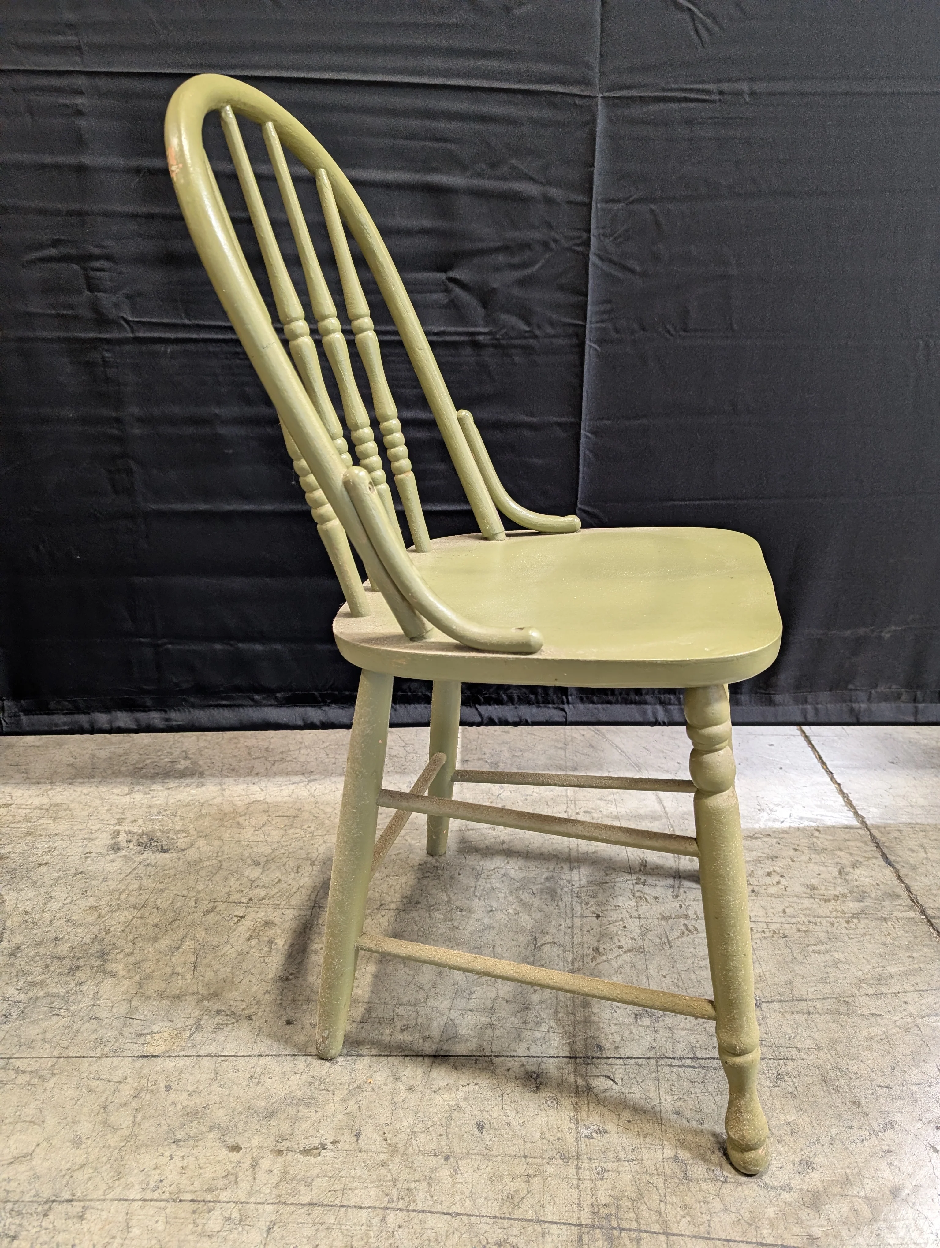 Muted Green Spindle Back Windsor Style Wood Chair - Image 3