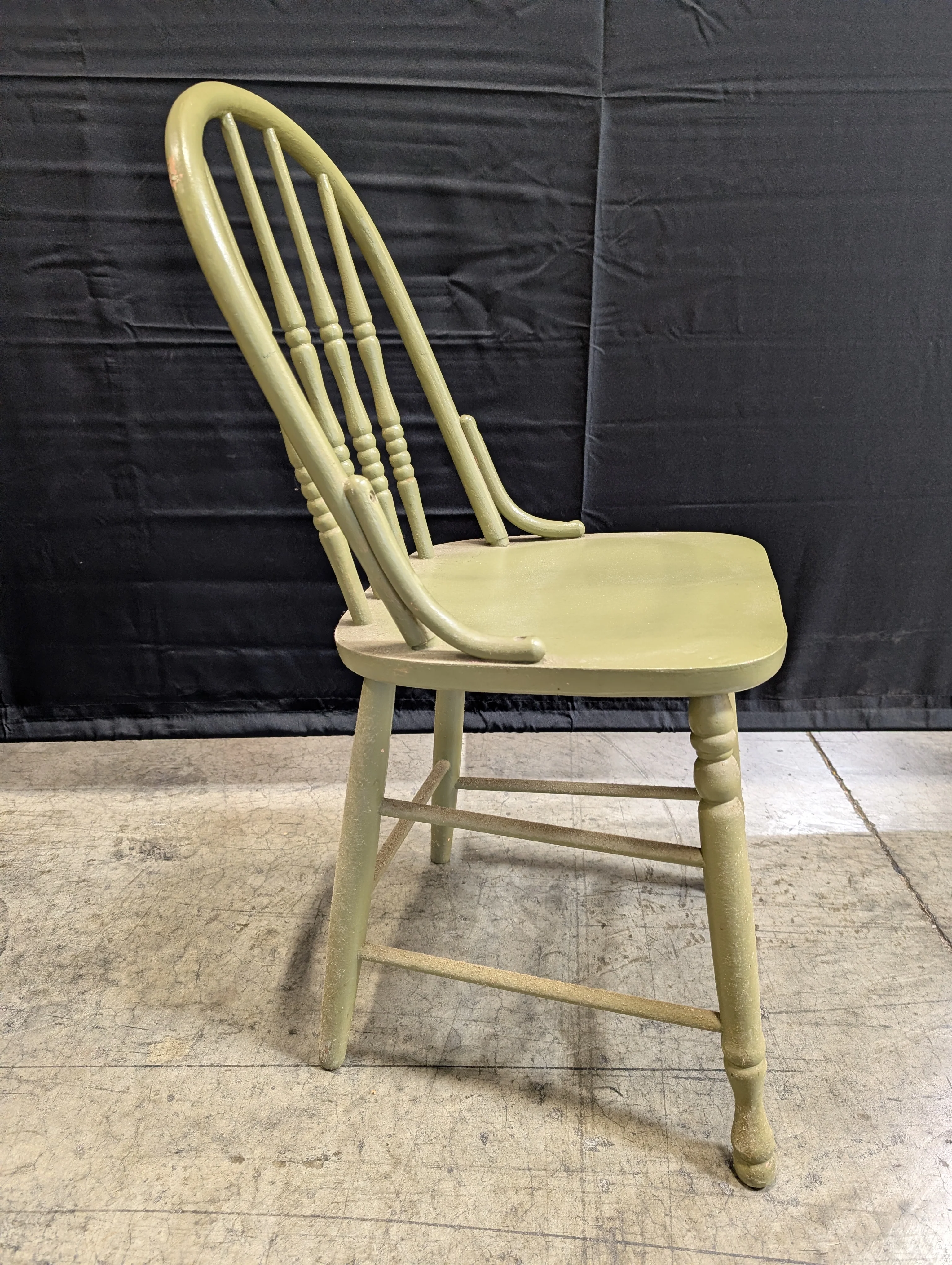 Muted Green Spindle Back Windsor Style Wood Chair - Image 4