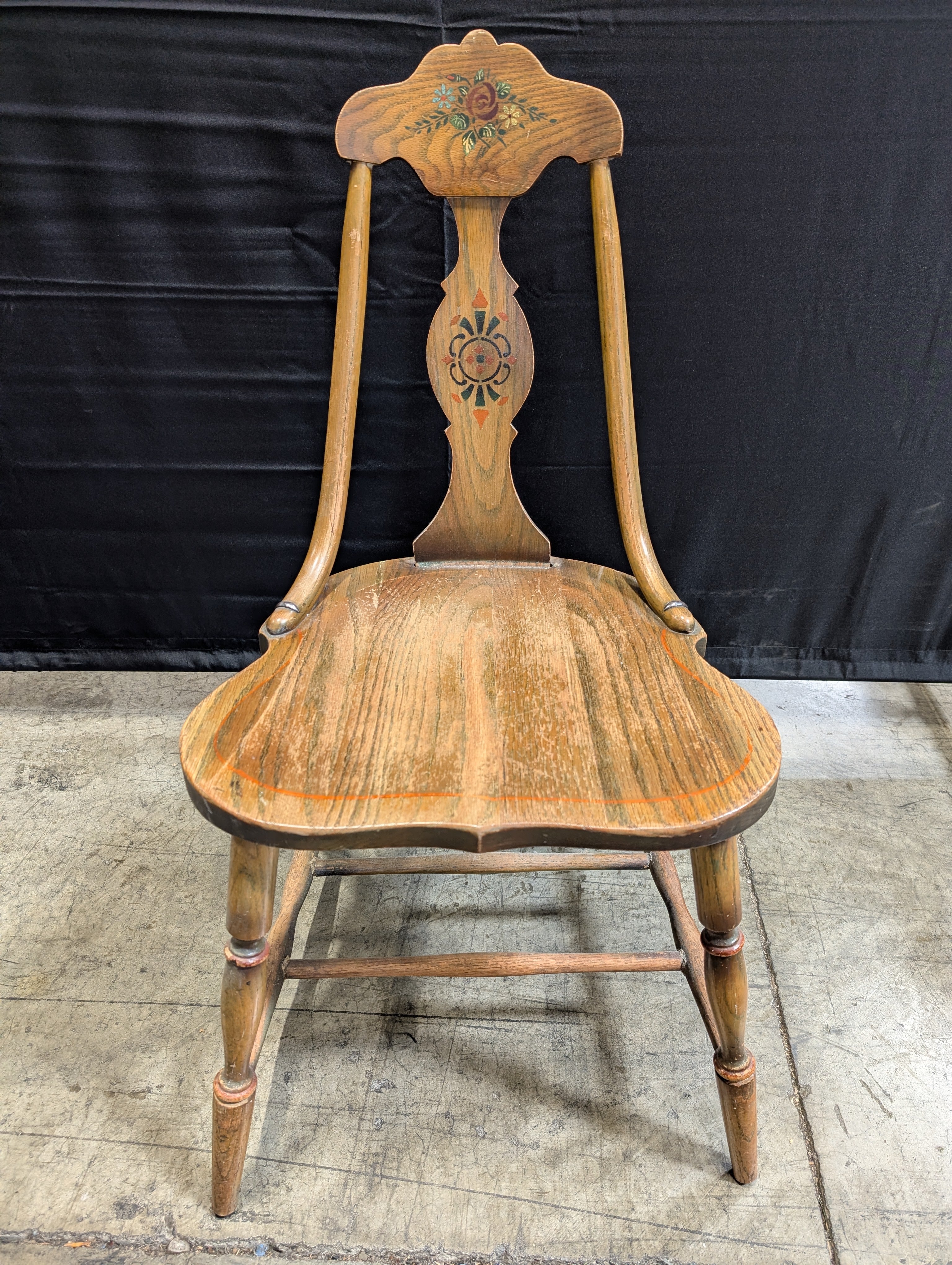 Vintage Hand-Painted Floral Wooden Accent Chair - Image 2