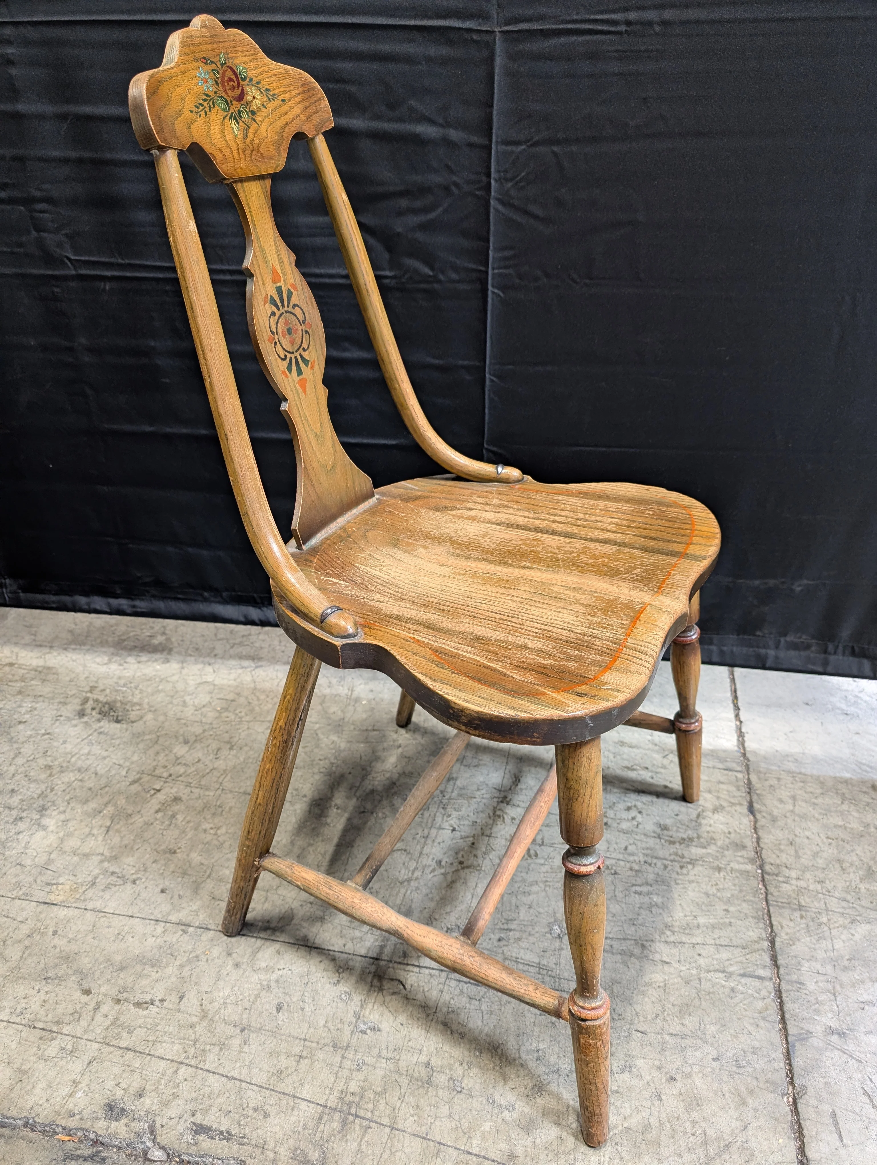 Vintage Hand-Painted Floral Wooden Accent Chair - Image 3